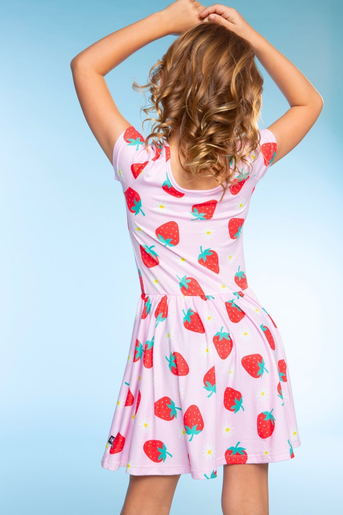 Simply Soft Short Sleeve Scoop Back Be Happy Dress - Lt Pink Rainbow Leopard Heart