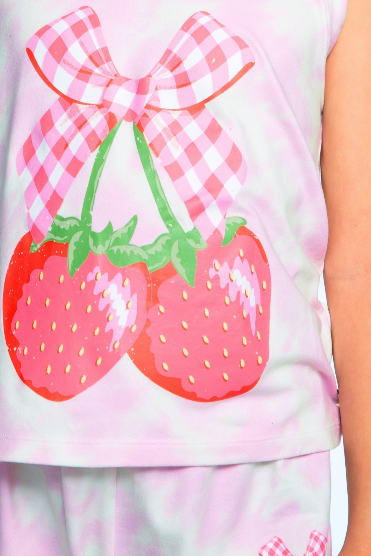 Simply Soft Tank & Dolphin Short Set - Pink Tie Dye Strawberry Bow