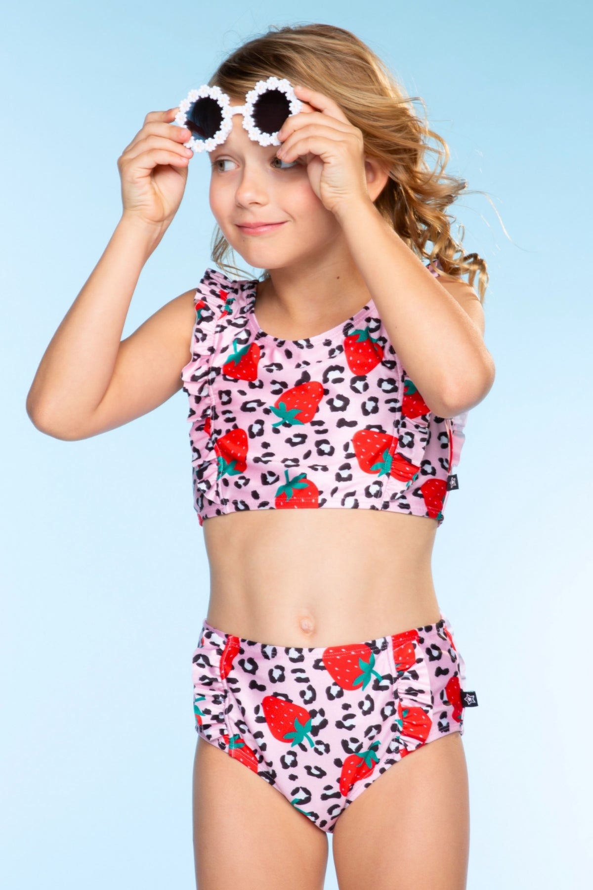 Ruffle Two Piece Swimsuit - Pink Ivory Daisy