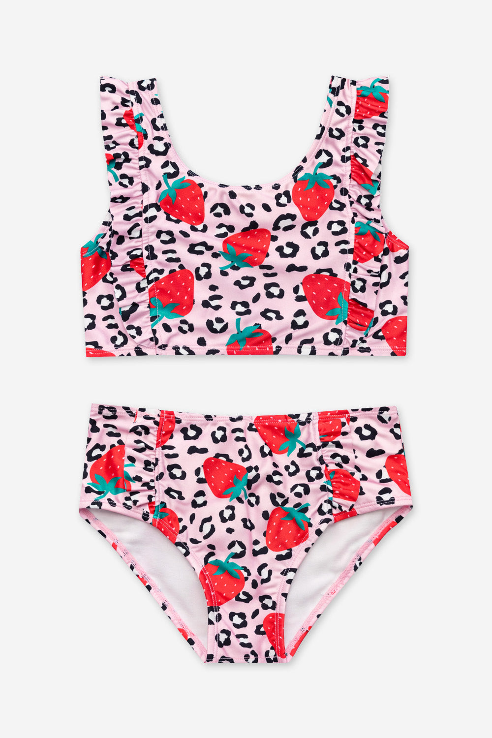 Ruffle Two Piece Swimsuit - Pink Ivory Daisy