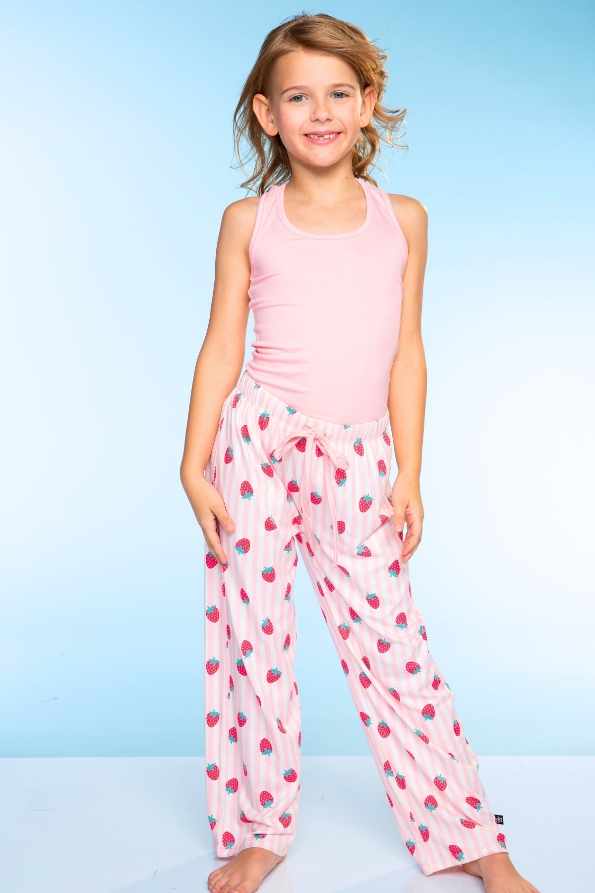 Simply Soft Racer Tank & Karate Pant Set - Pink Lt Blue Plaid Floral