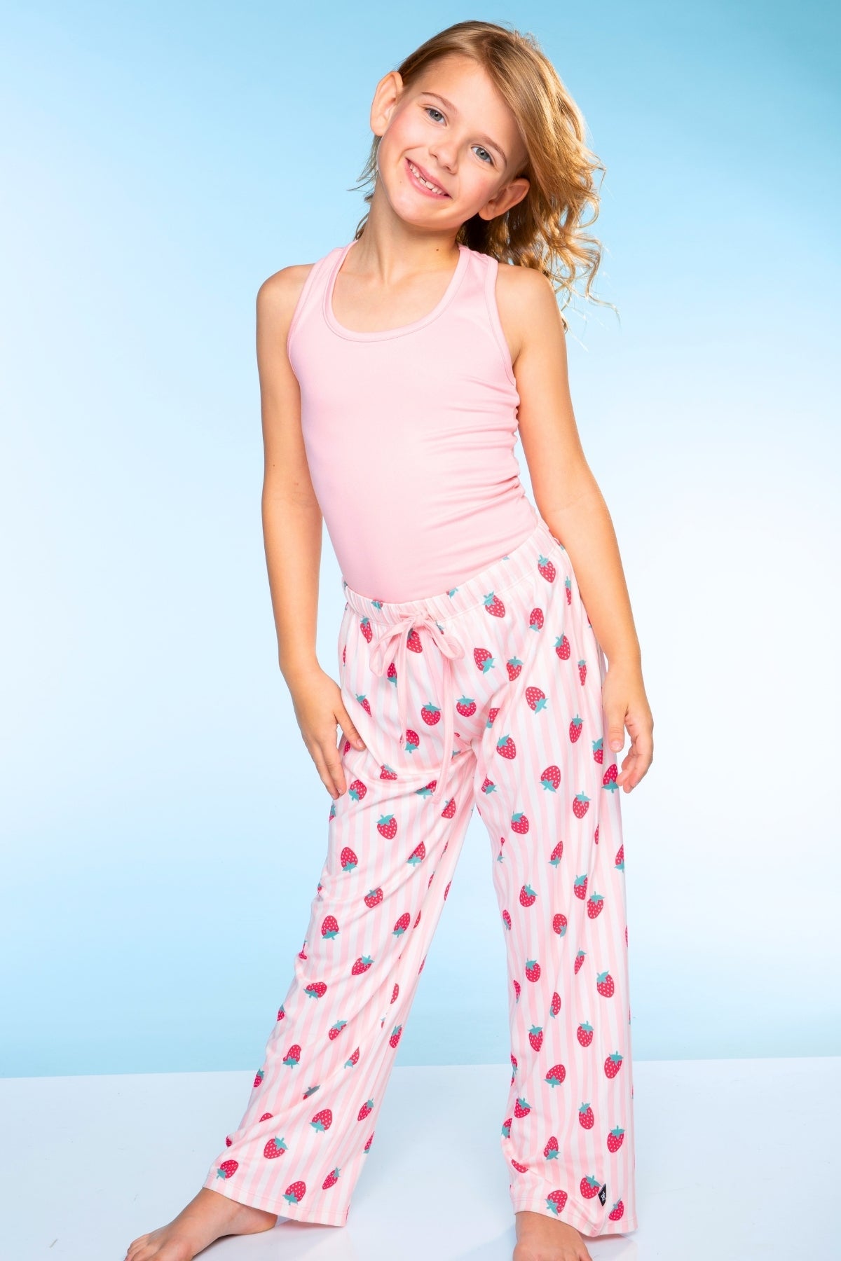 Simply Soft Racer Tank & Karate Pant Set - Pink Lt Blue Plaid Floral