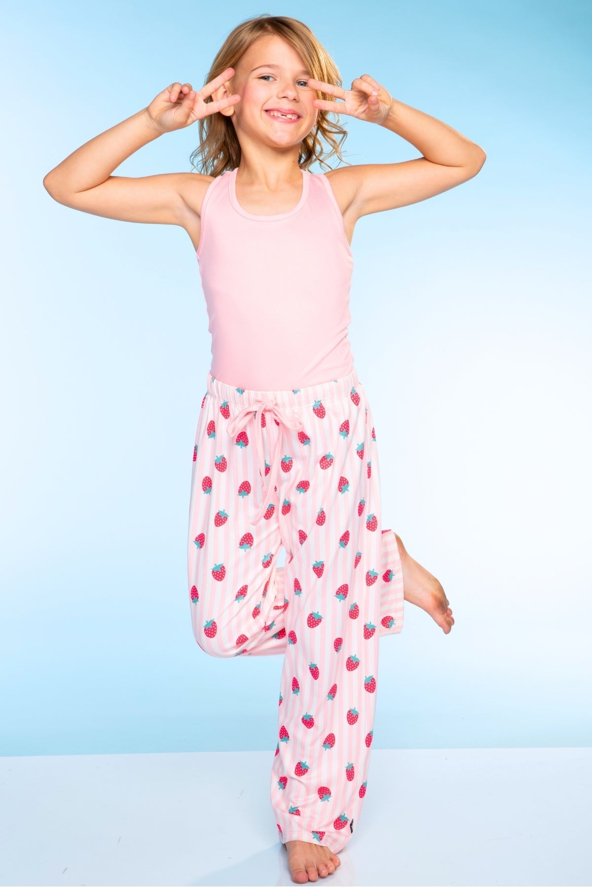 Simply Soft Racer Tank & Karate Pant Set - Pink Lt Blue Plaid Floral