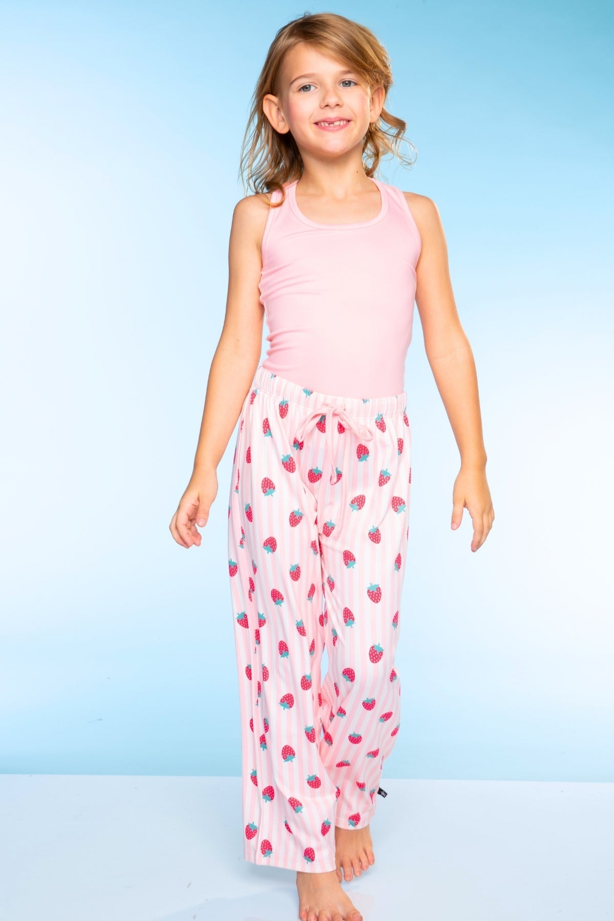 Simply Soft Racer Tank & Karate Pant Set - Pink Lt Blue Plaid Floral