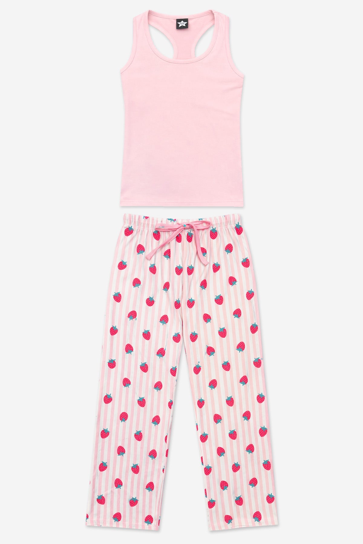 Simply Soft Racer Tank & Karate Pant Set - Pink Lt Blue Plaid Floral