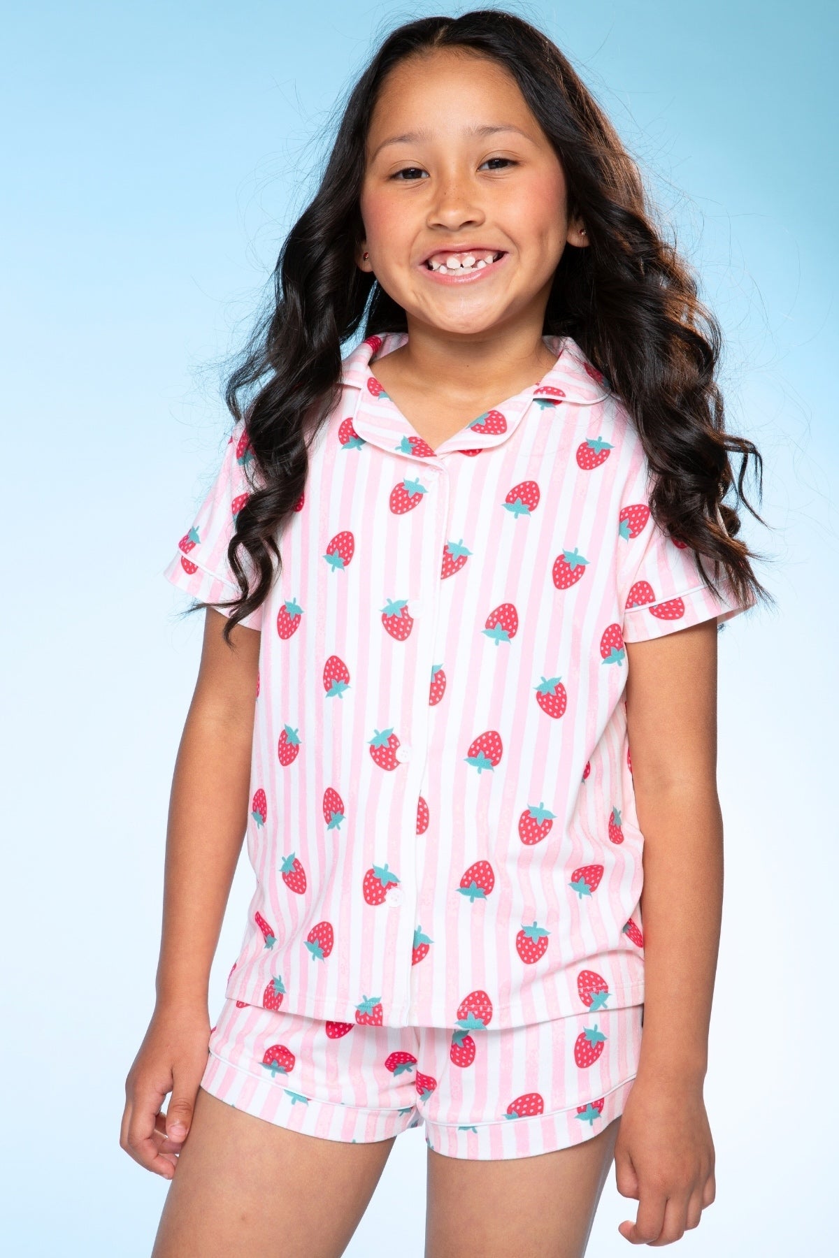 Short Sleeve Simply Soft Button Down Top & Short - Pink Ditsy Floral