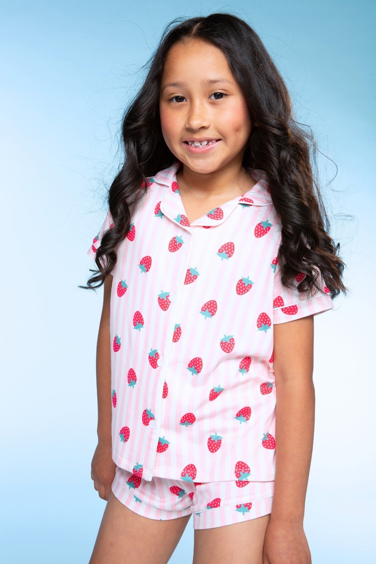 Short Sleeve Simply Soft Button Down Top & Short - Pink Ditsy Floral
