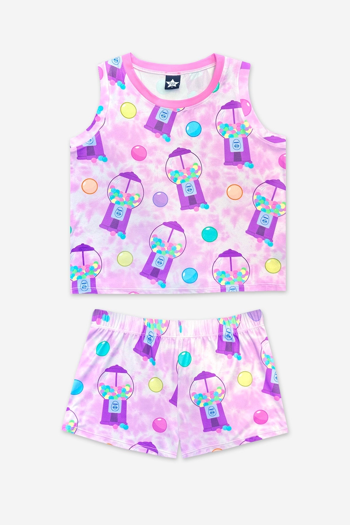 Simply Soft Sleeveless Easy Tank & Dolphin Short - Purple Tie Dye Gumball