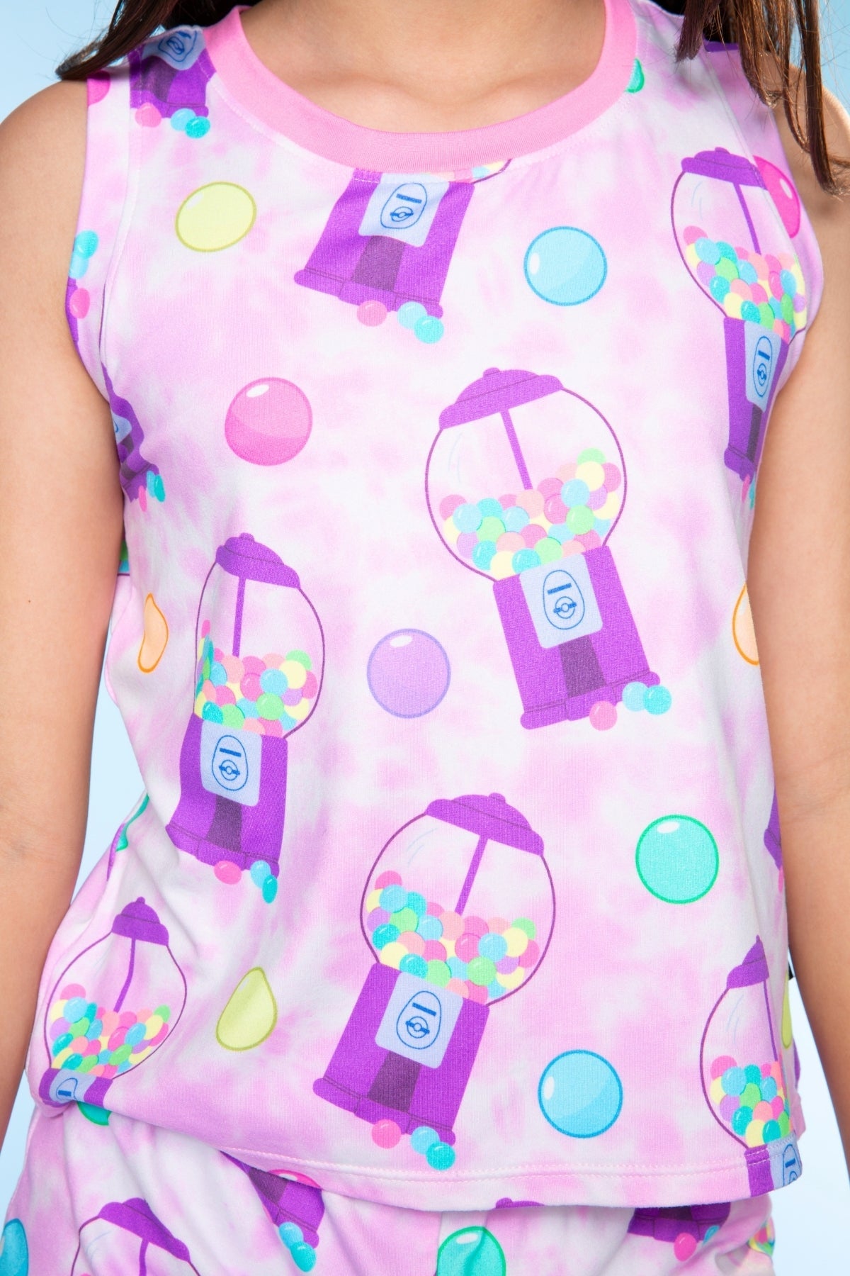 Simply Soft Sleeveless Easy Tank & Dolphin Short - Purple Tie Dye Gumball