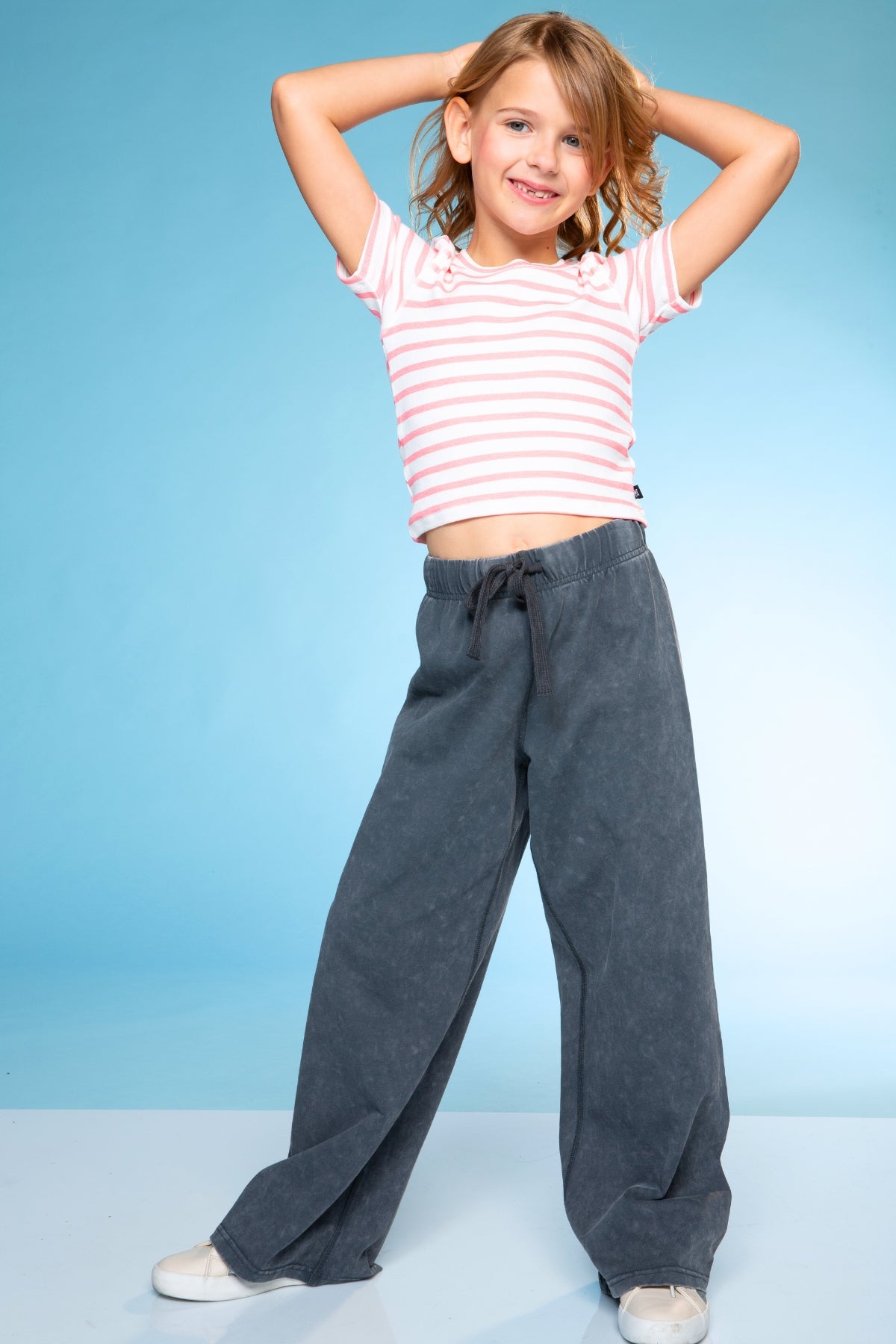 Vintage Washed Cotton Wide Leg Pant - Denim Blue