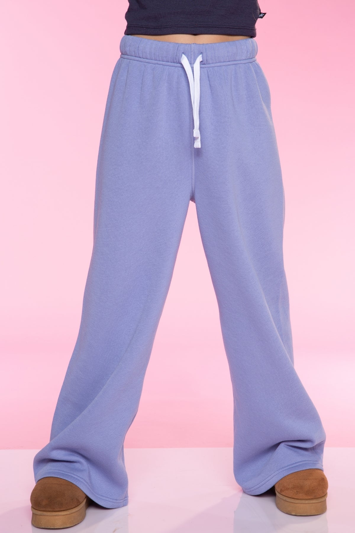 Cloud Soft French Terry Wide Leg Pant - Black