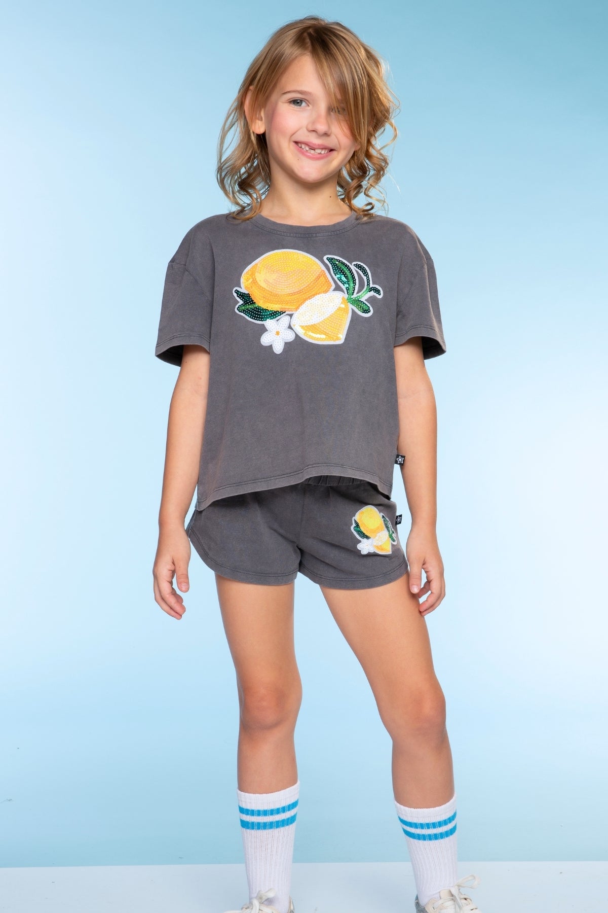 Vintage Washed Cotton Easy Tee & Dolphin Short Set - Pink Butterfly