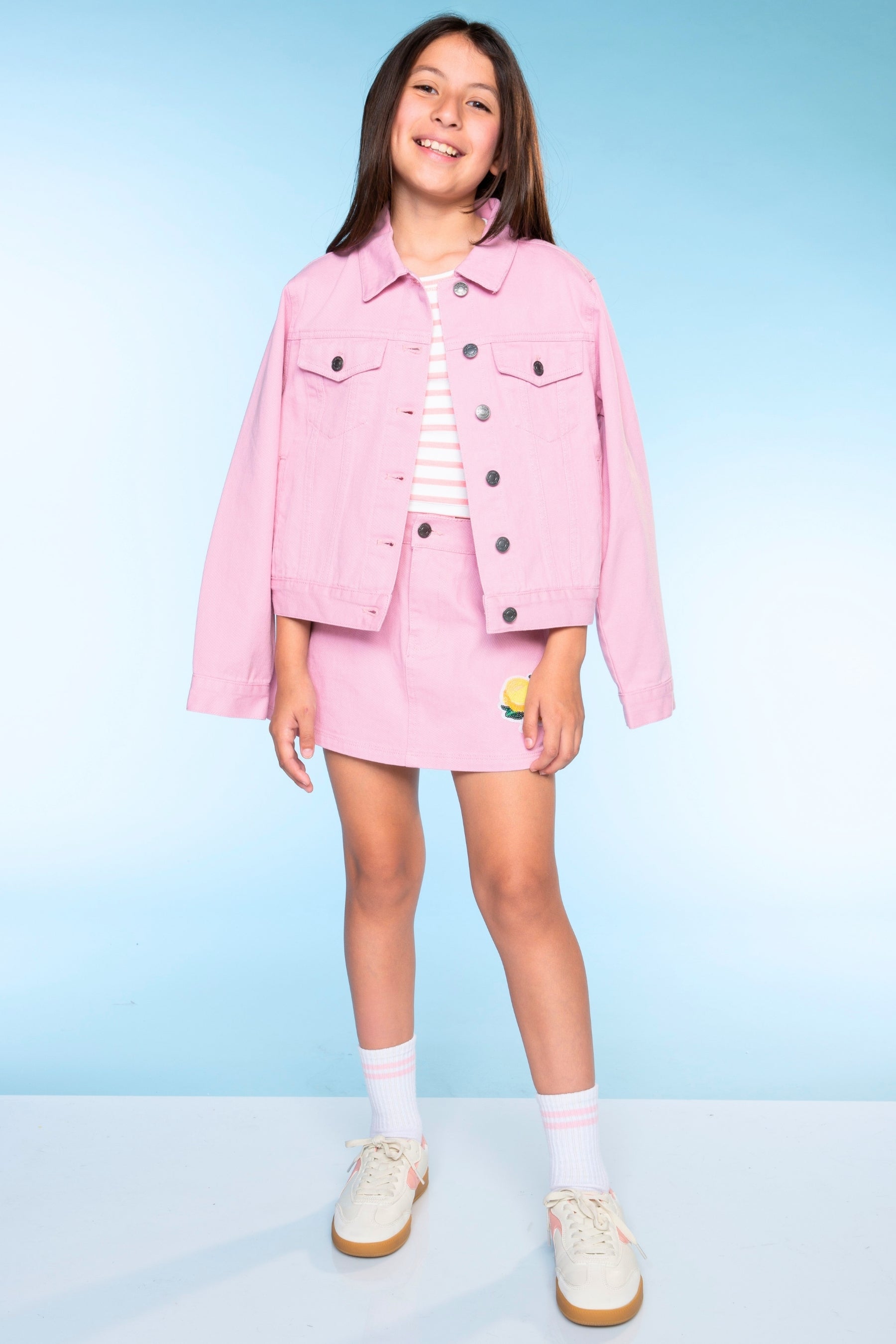 The Perfect Denim Skort - Lt Denim Strawberry Daisy