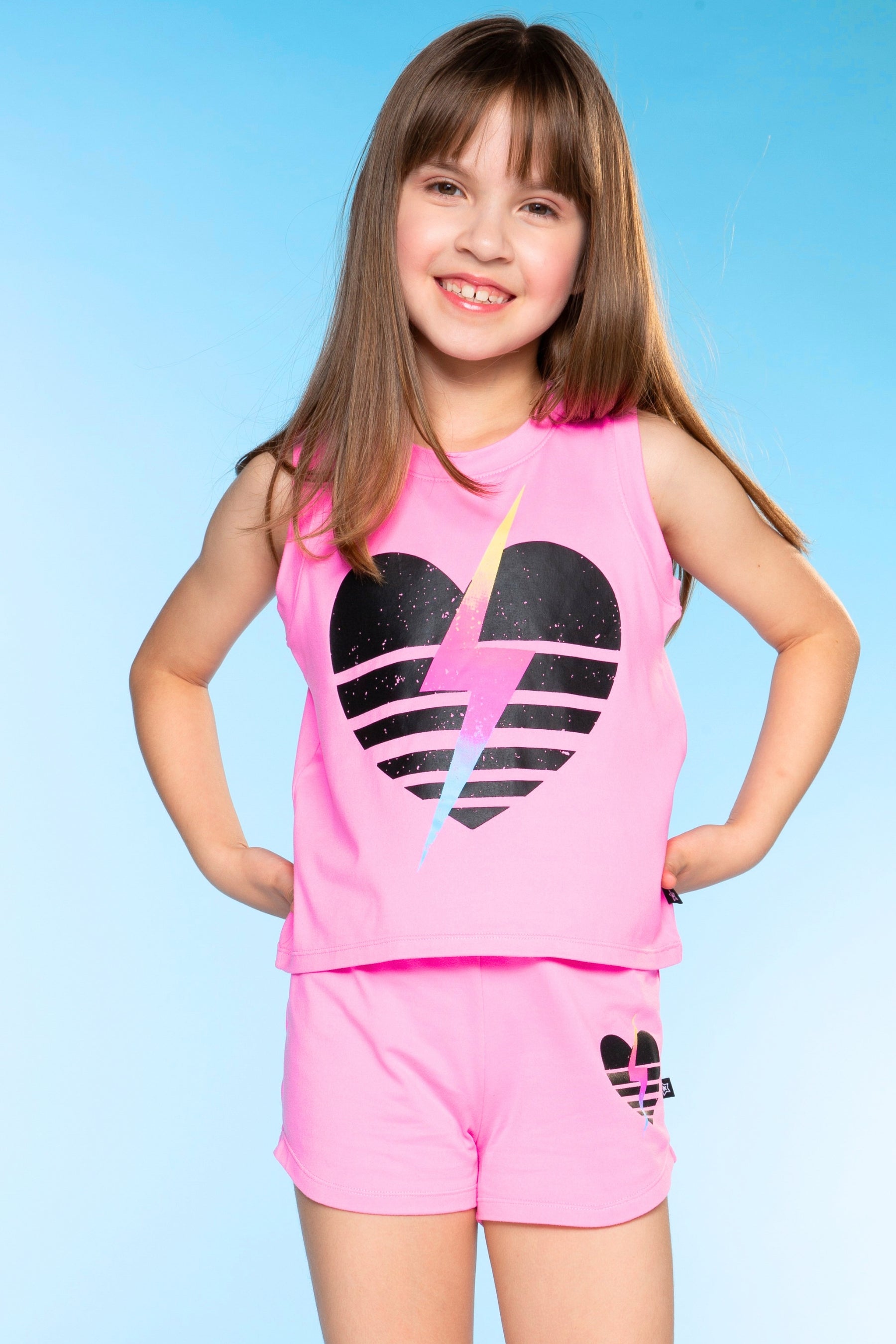 Simply Soft Tank & Dolphin Short Set - Pink Tie Dye Strawberry Bow