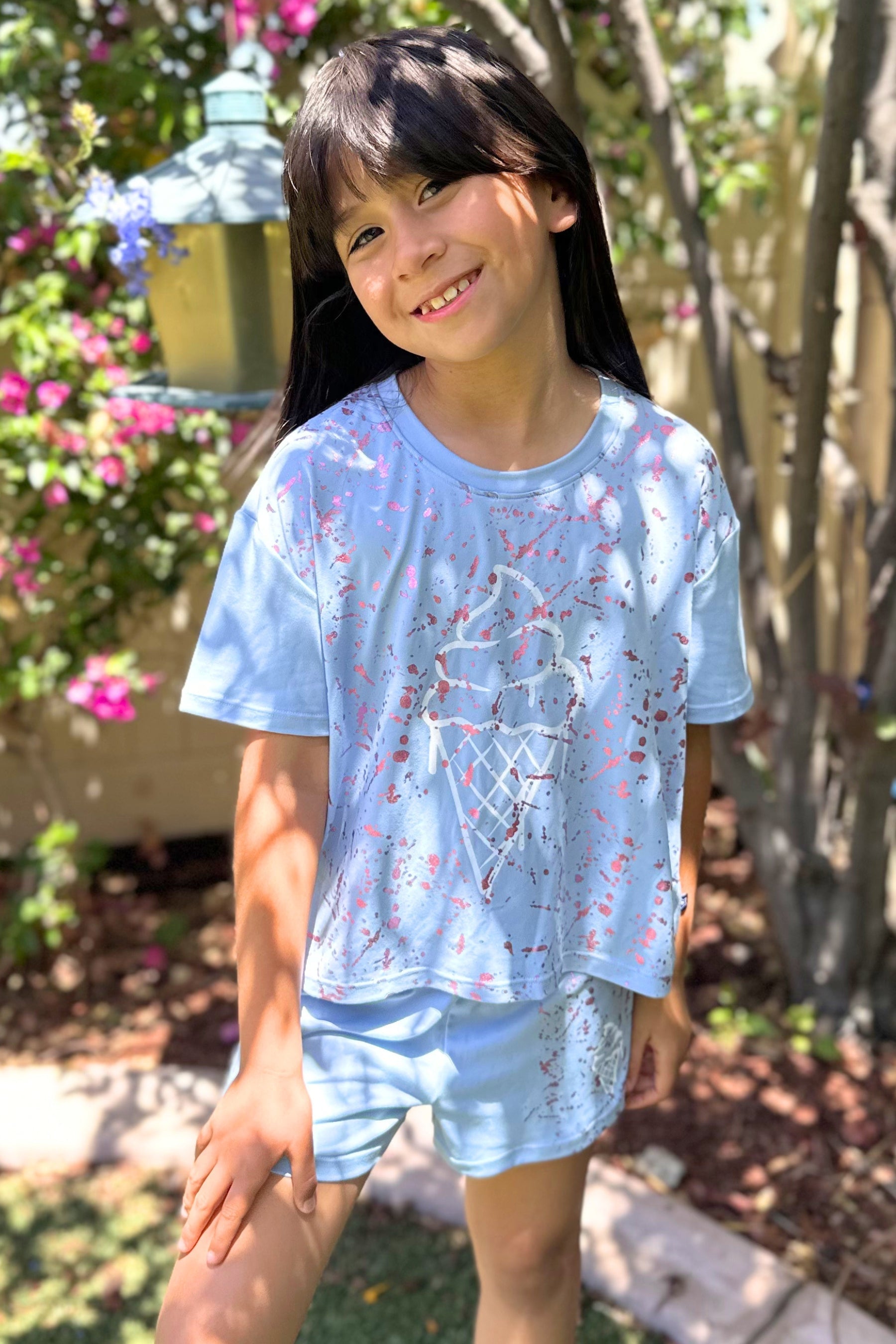 Simply Soft Easy Tee & Dolphin Short Set - Pink Denim Floral Love - NEW!