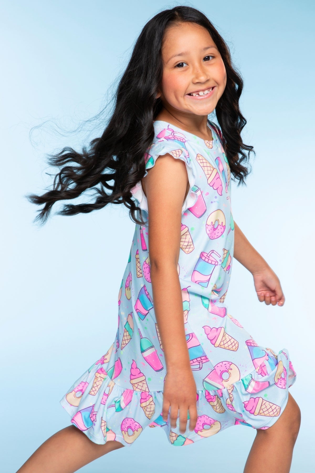 Simply Soft Flutter Sleeve Lounge Dress - Lilac Donut Ice Cream - NEW!