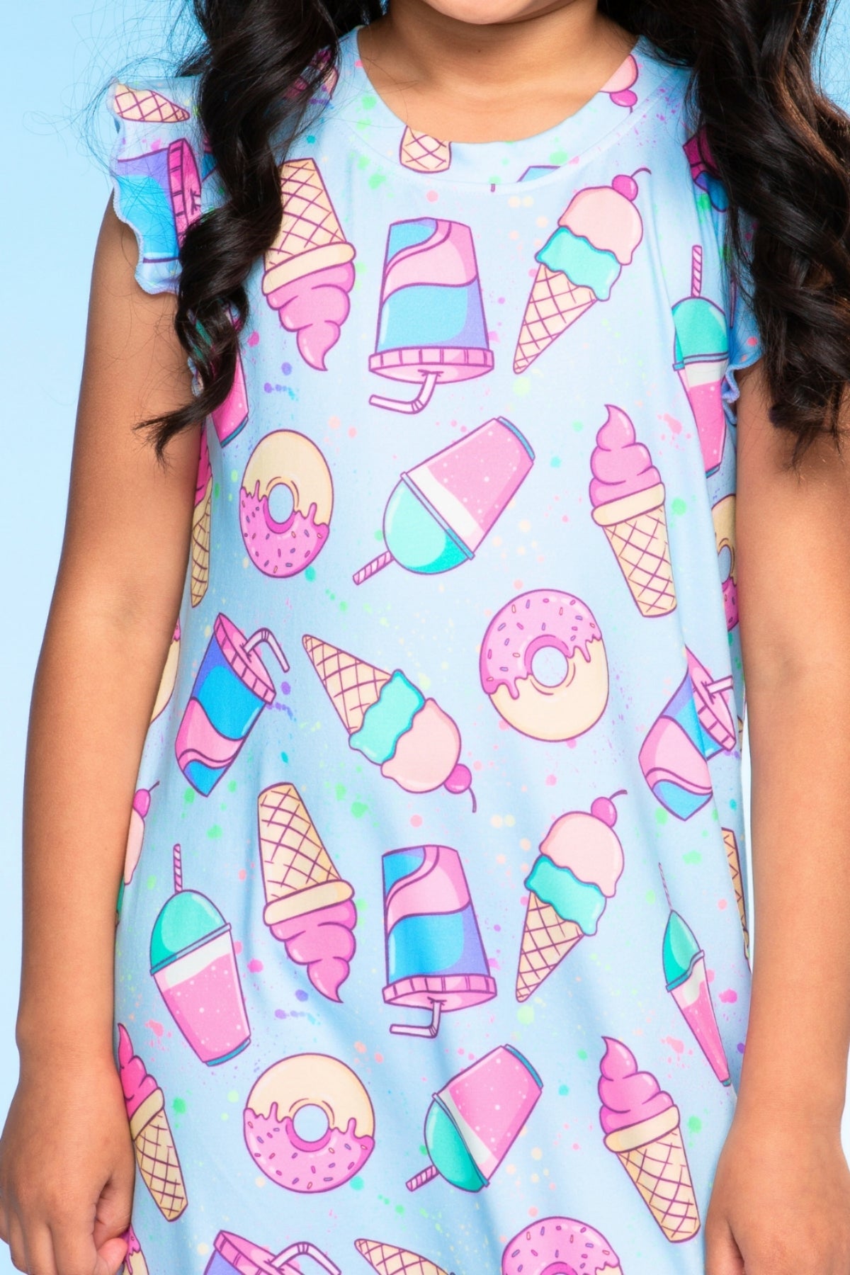 Simply Soft Flutter Sleeve Lounge Dress - Lilac Donut Ice Cream - NEW!