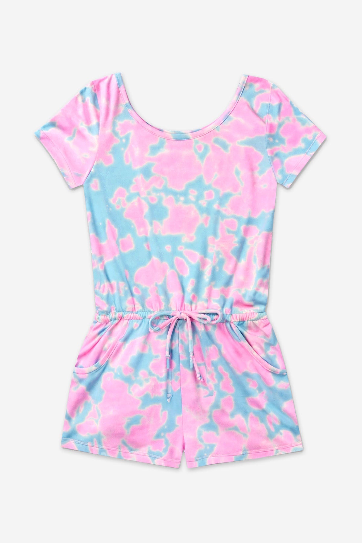 Simply Soft Short Sleeve Romper - Pink Teal Tie Dye - NEW!