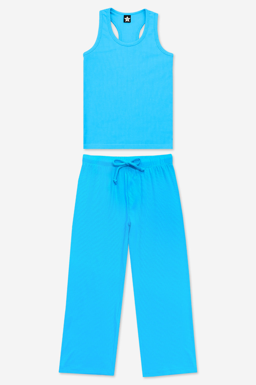 Ultra Soft Ribbed Racer Tank & Karate Pant Set - Neon Lime