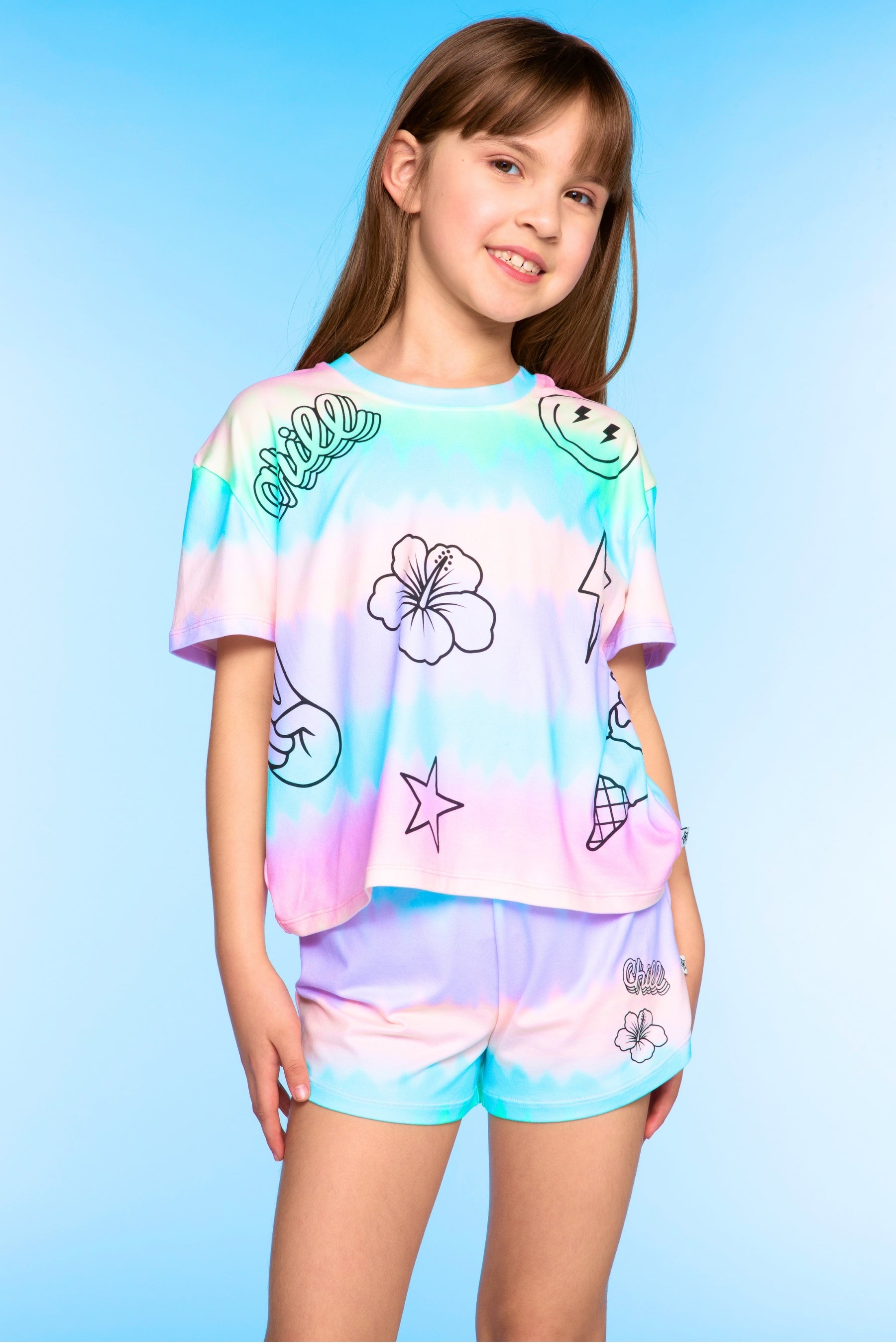 Simply Soft Easy Tee & Dolphin Short Set - Pink Denim Floral Love - NEW!