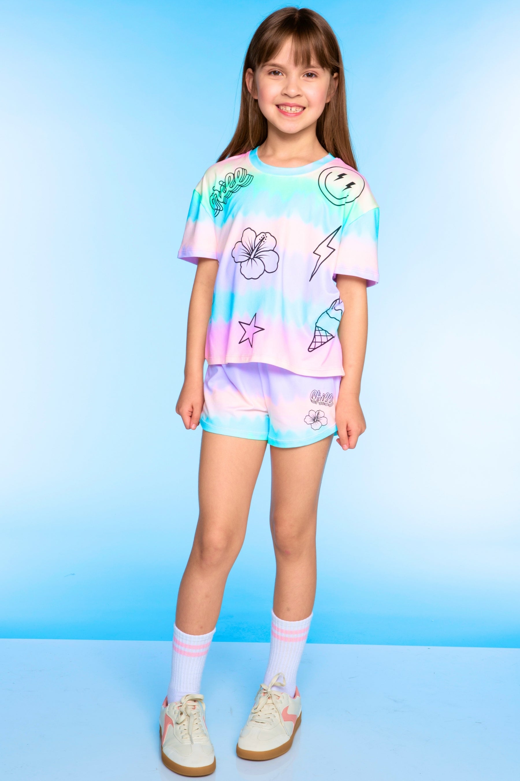 Simply Soft Easy Tee & Dolphin Short Set - Pink Denim Floral Love - NEW!