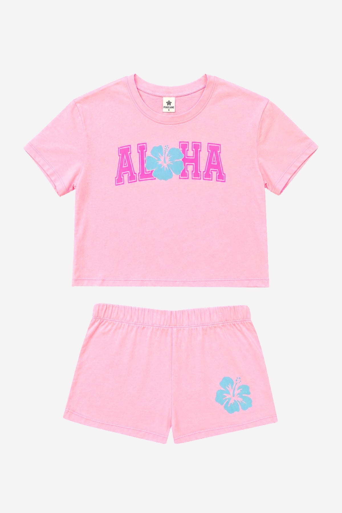 Washed Cotton Easy Tee & Dolphin Short Set - Lilac Hawaii