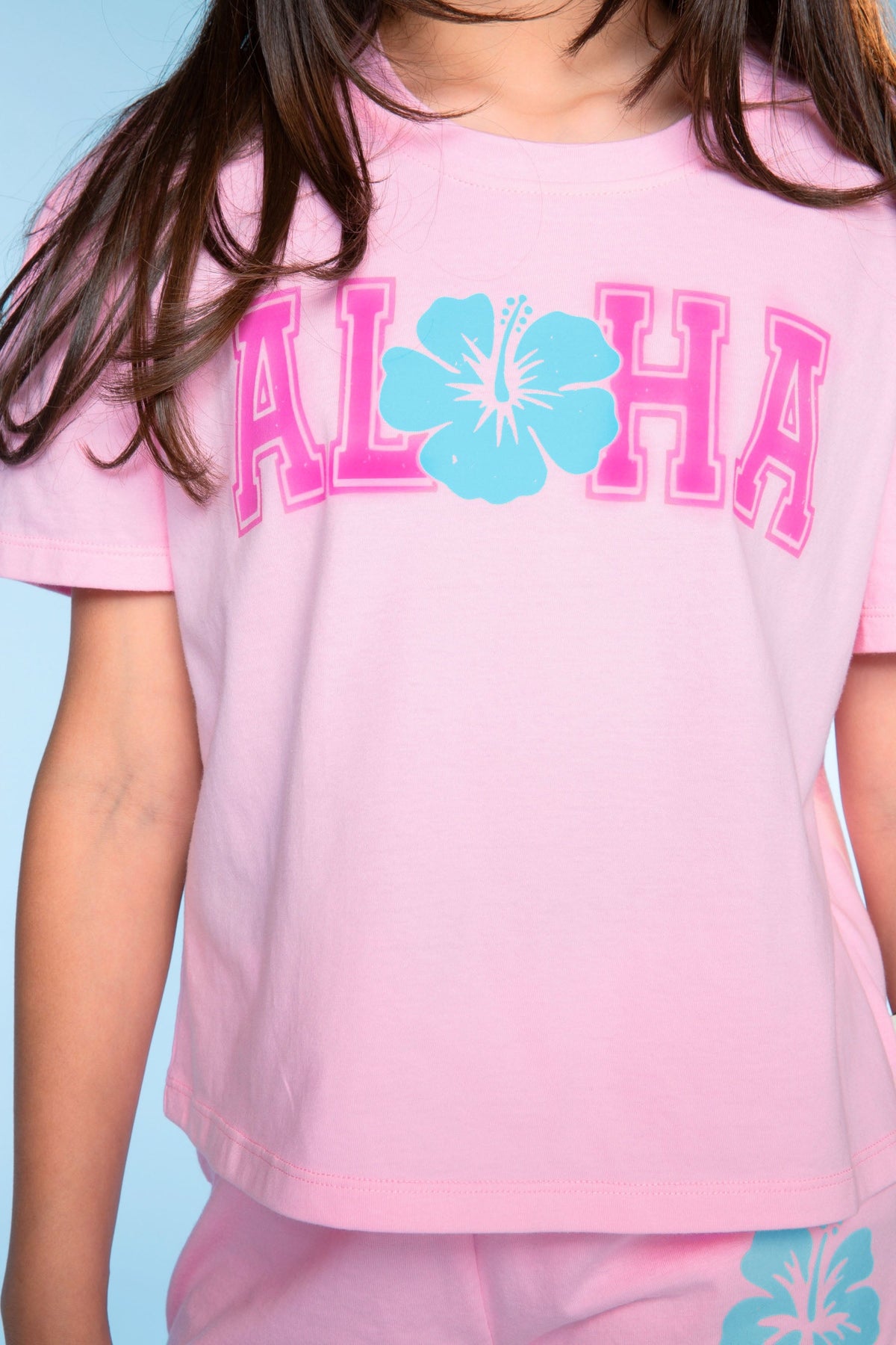Washed Cotton Easy Tee & Dolphin Short Set - Lilac Hawaii