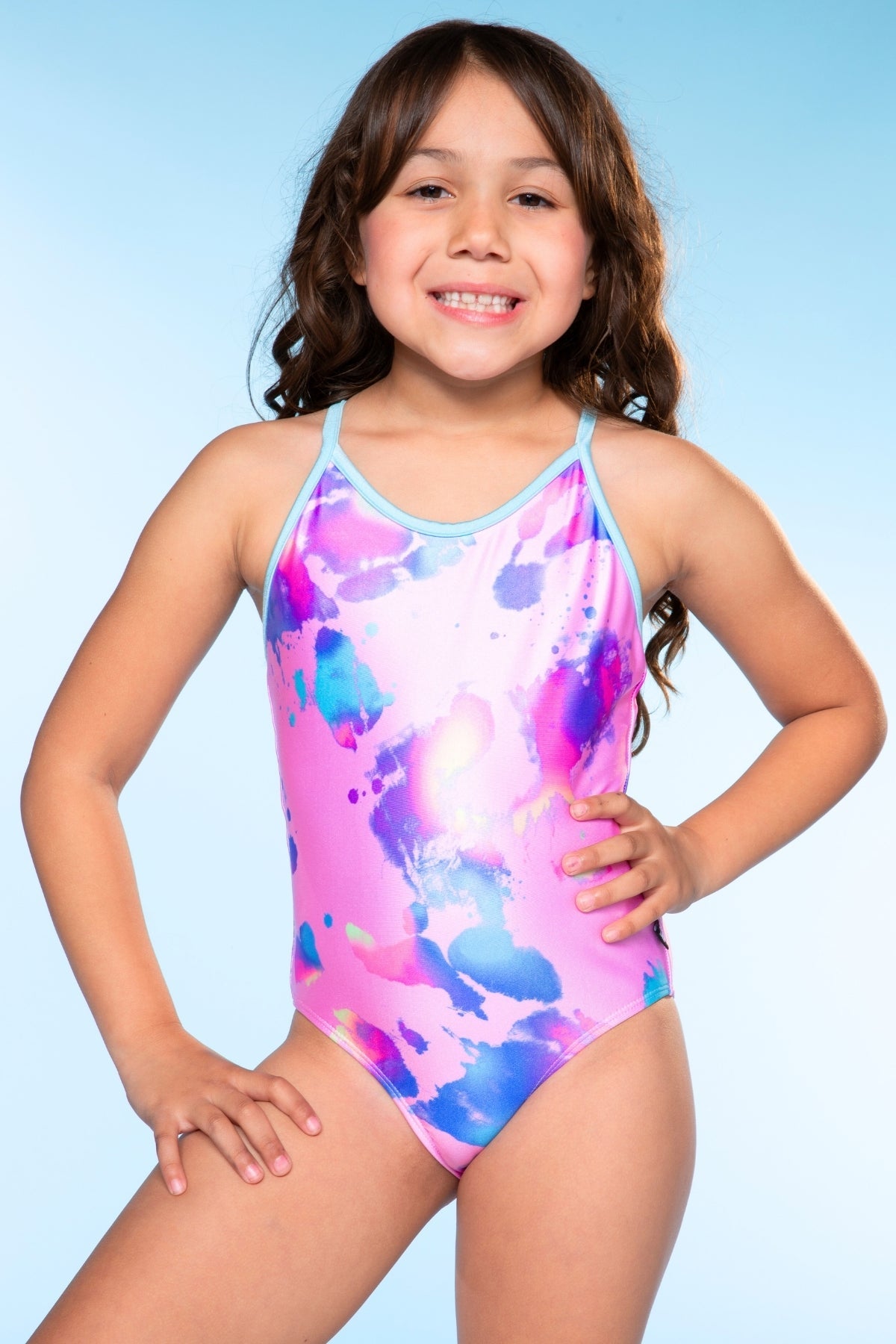 Strappy One Piece Swimsuit - Pink Bleach Tie Dye