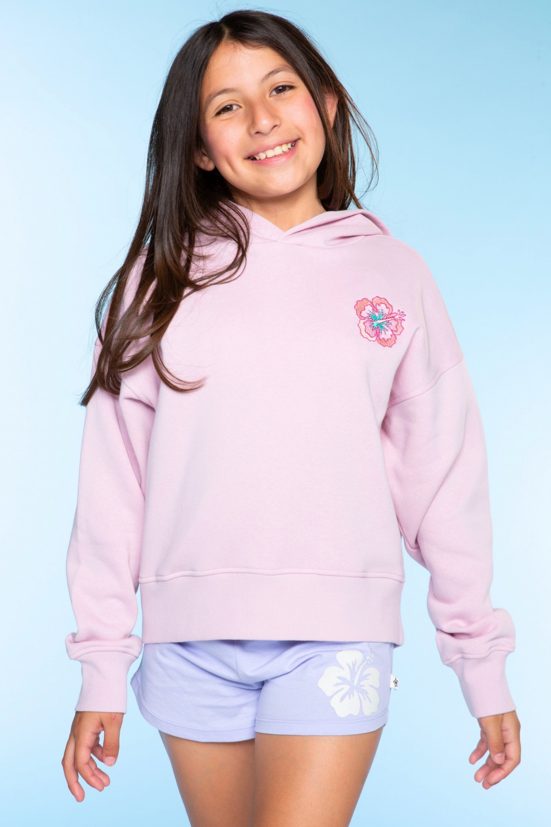 Cloud Soft French Terry Everyday Hoodie - Vintage Rose Hibiscus