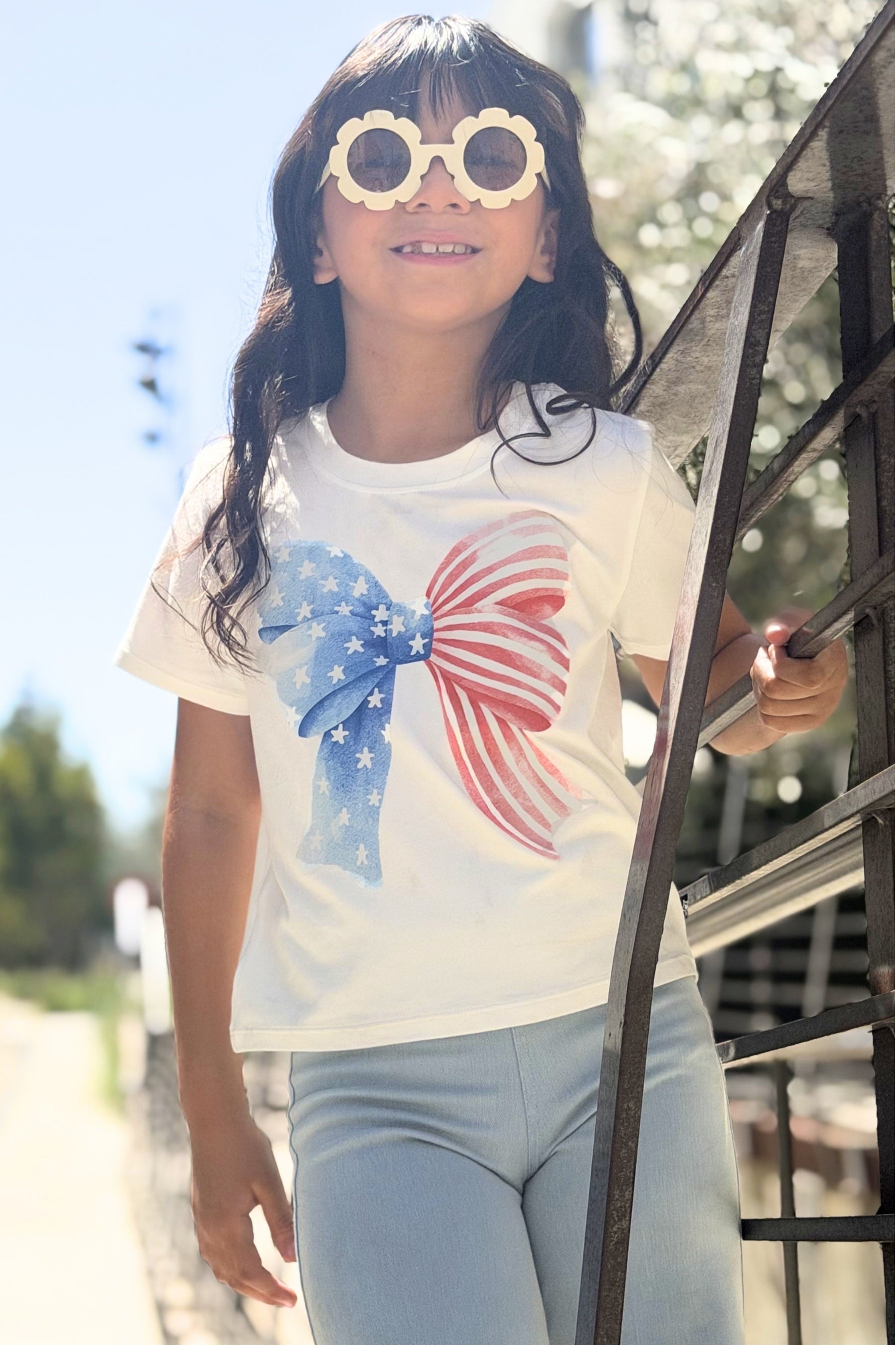 Simply Soft Easy Tee. - Blush Gingham Leopard Bow