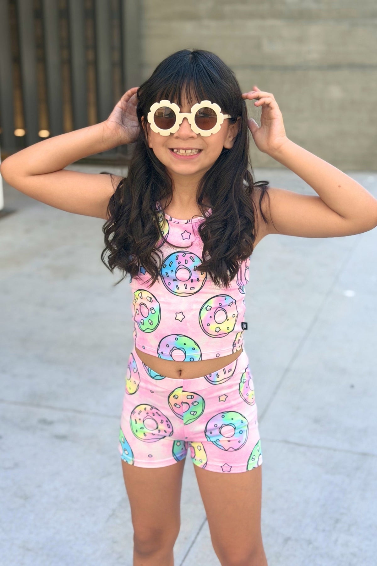 Simply Soft Cropped Racerback Tank & Tumble Short - Tie Dye Rainbow Donuts - NEW!