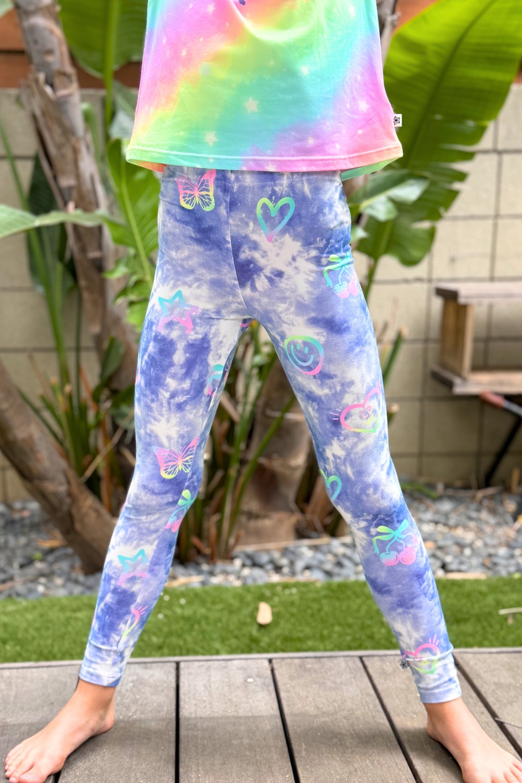 2 Pack Simply Soft Easy Tee & Simply Soft Long Legging - Rainbow Star Peace Love | Denim Tie Dye Graffiti Elements - NEW!
