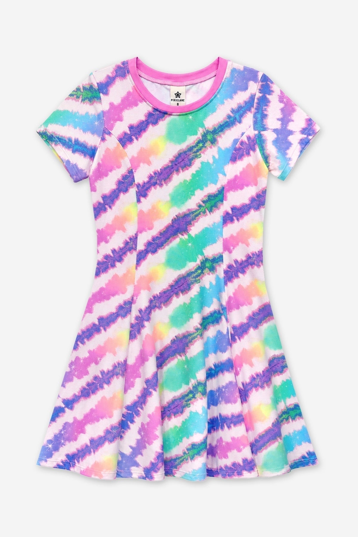 Simply Soft Short Sleeve Twirl Dress - Rainbow Tie Dye - NEW!