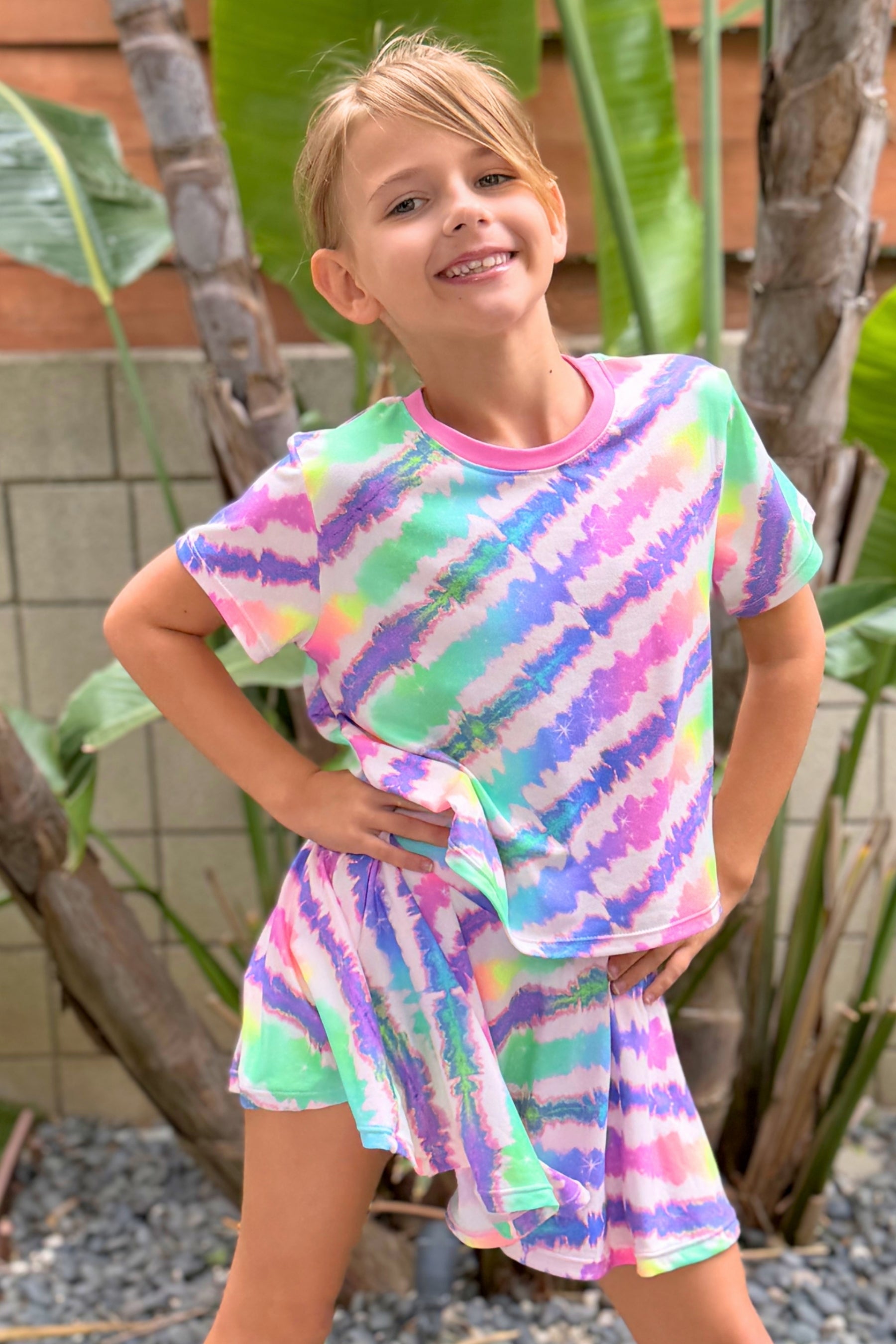 Simply Soft Easy Tee & Skort Set - Rainbow Tie Dye - NEW!
