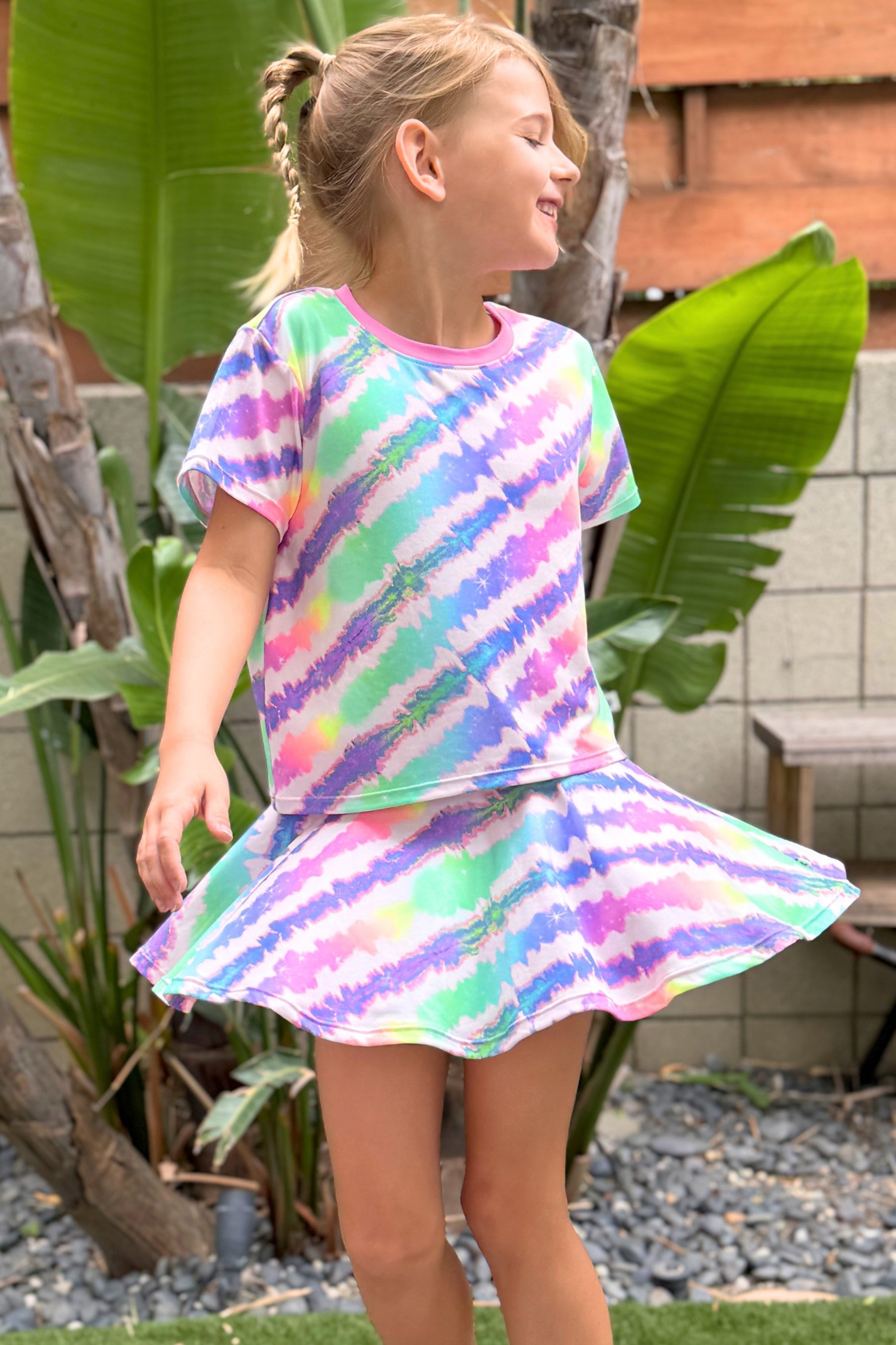 Simply Soft Easy Tee & Skort Set - Rainbow Tie Dye - NEW!