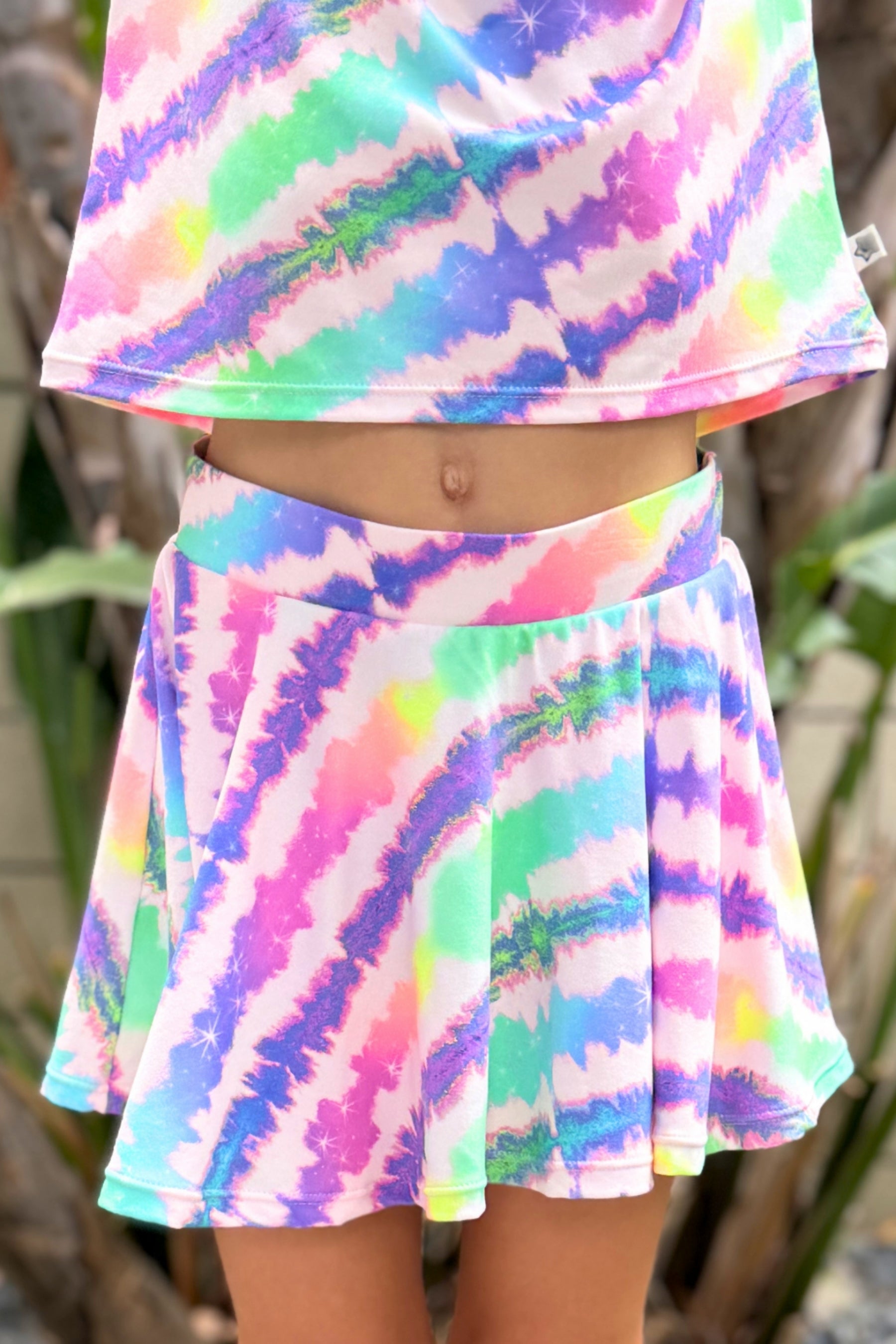 Simply Soft Easy Tee & Skort Set - Denim Tie Dye Graffiti Elements - NEW!