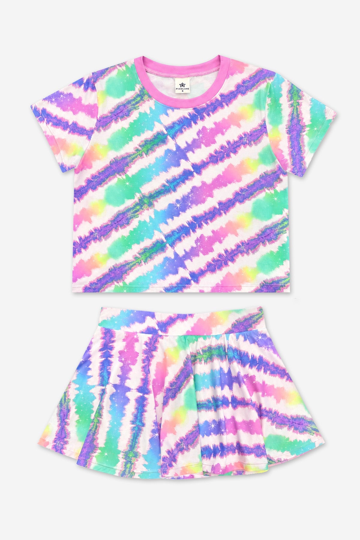 Simply Soft Easy Tee & Skort Set - Denim Tie Dye Graffiti Elements - NEW!