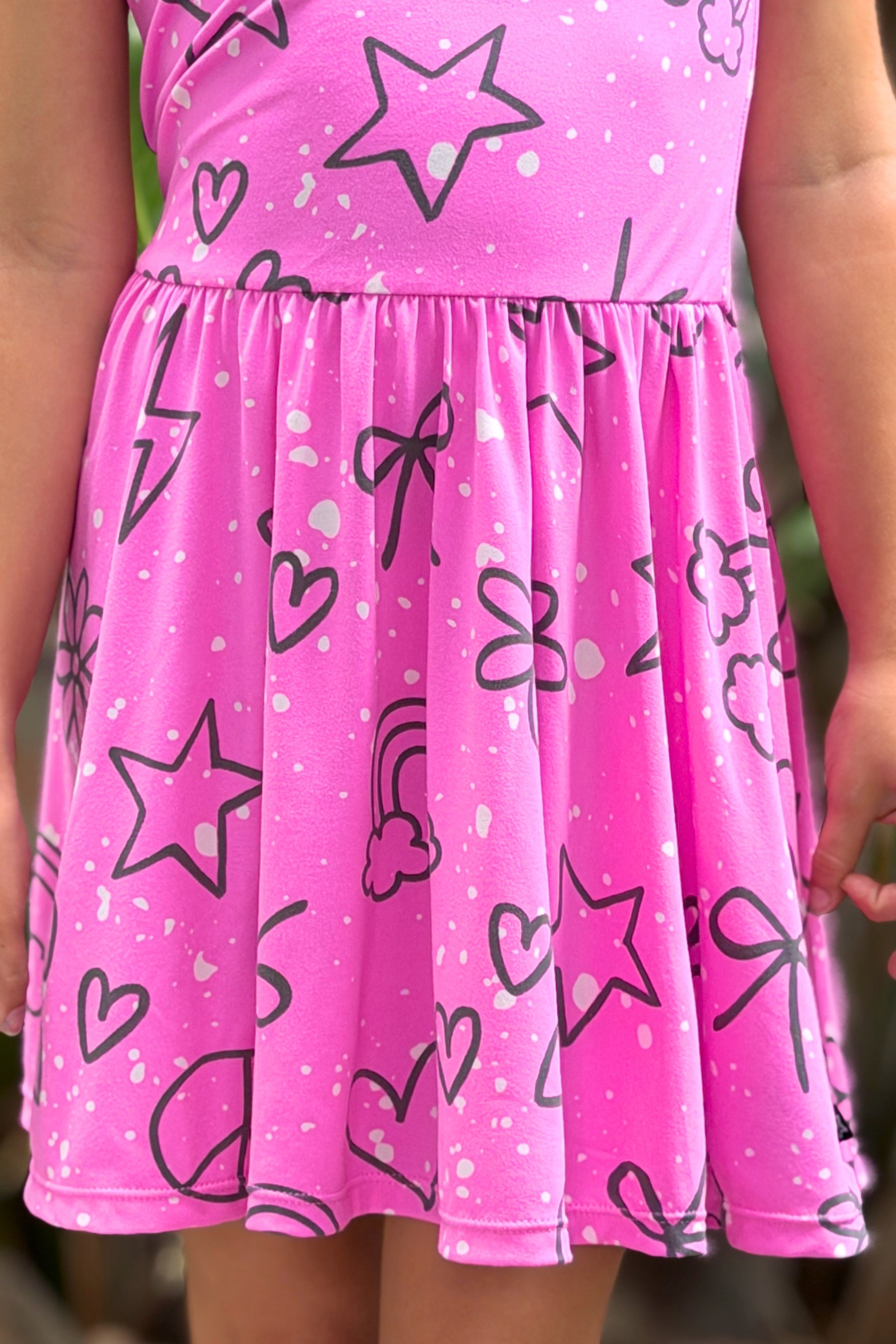 Simply Soft Short Sleeve Scoop Back Be Happy Dress - Pink Tie Dye Cherry Bow