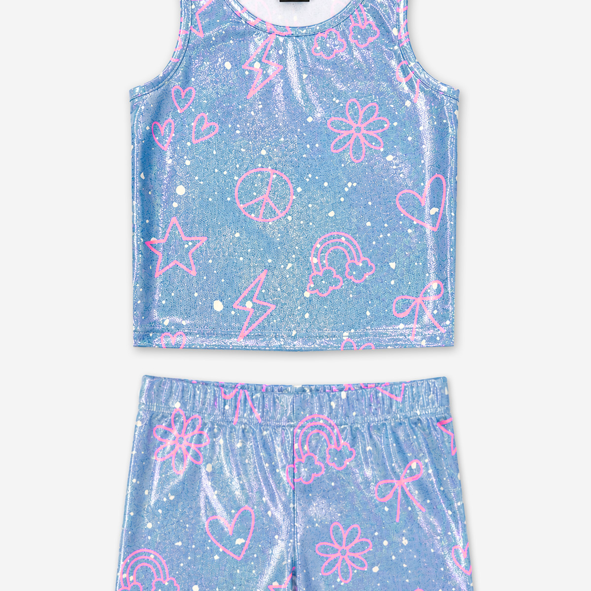 High Shine Cropped Racerback Tank & Tumble Short
