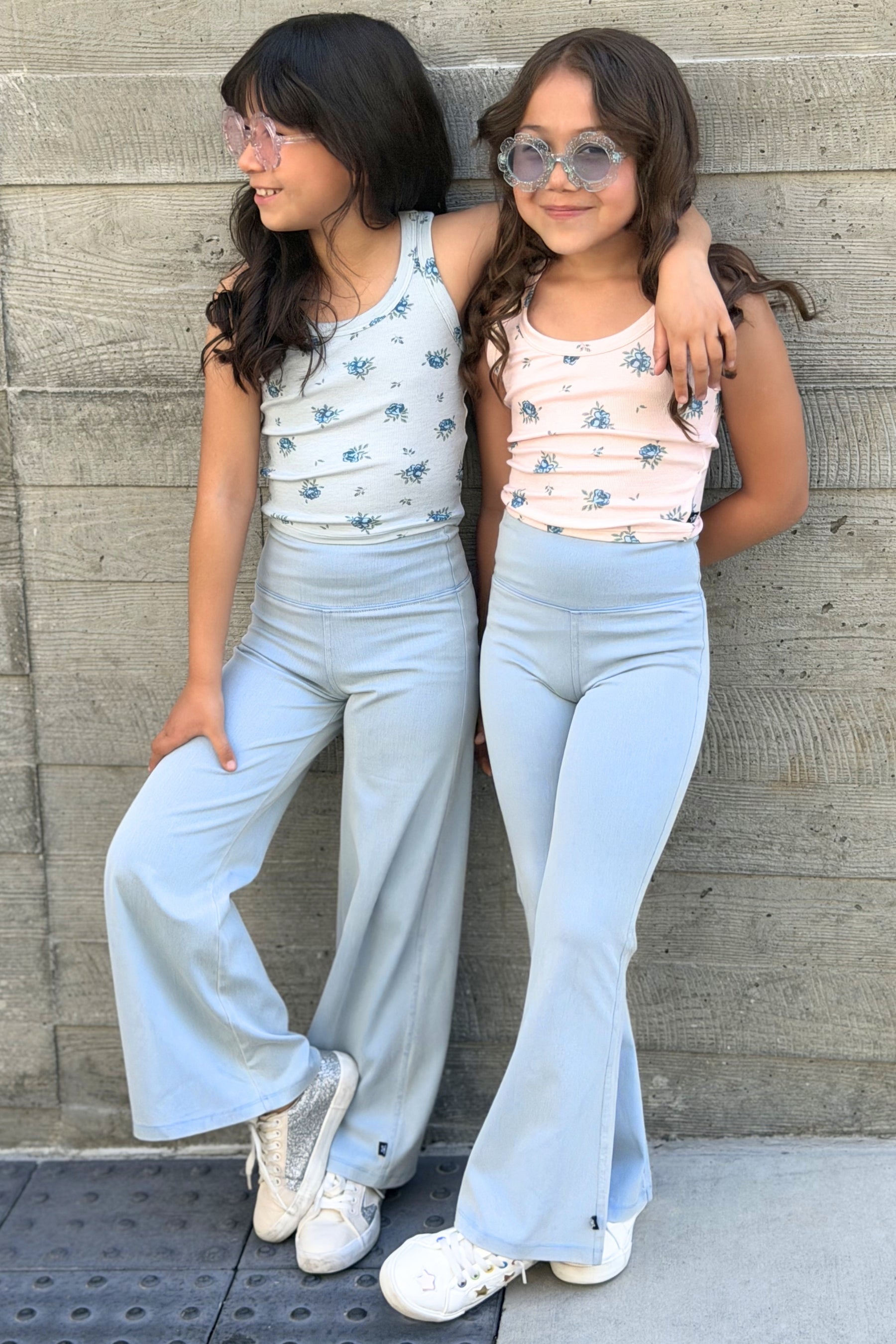 2 Pack Ultra-Soft Ribbed Scoop Racer Tank - Lt Blue Ditsy Floral | Lt Pink Ditsy Floral