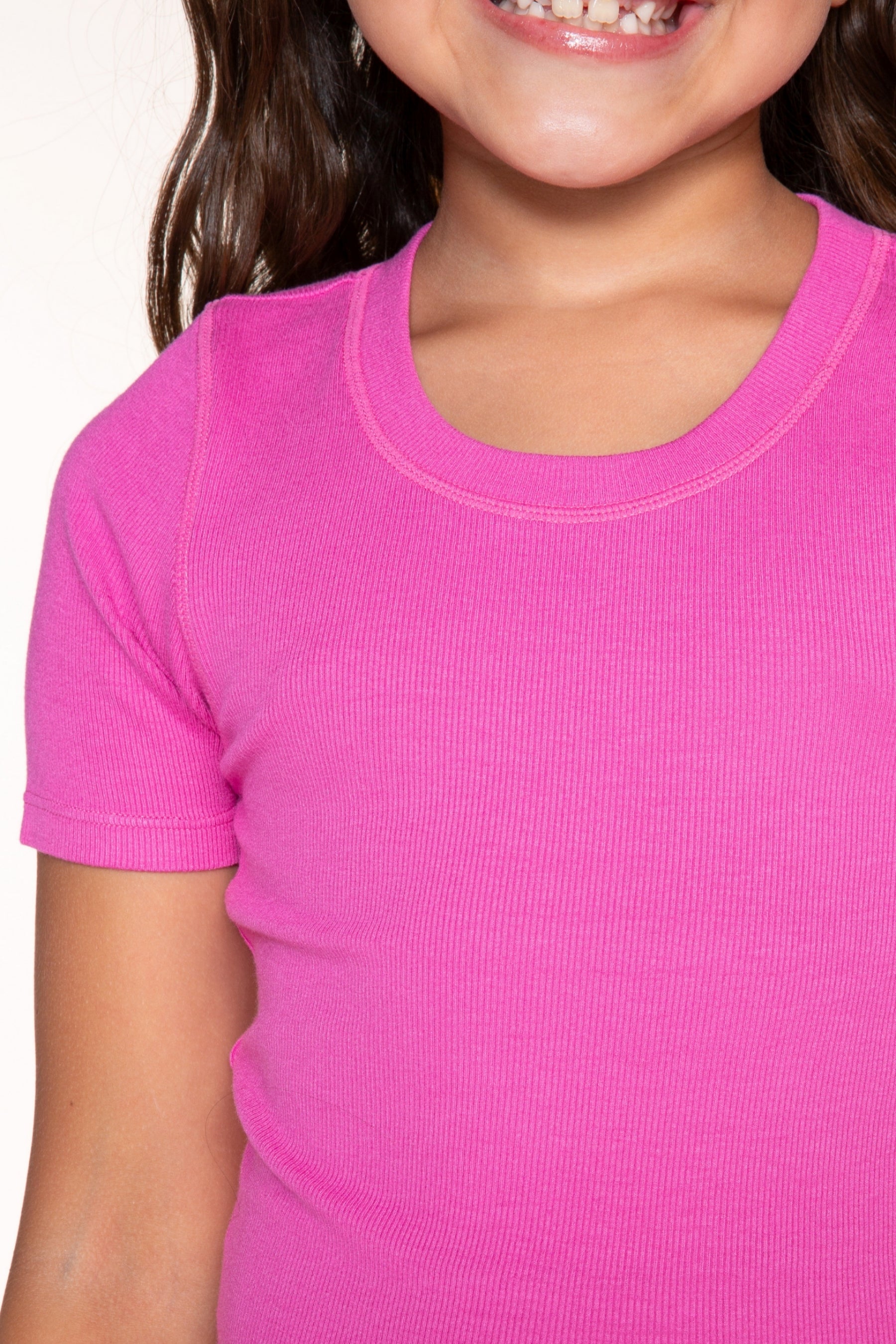 Ultra-Soft Ribbed Fitted Tee - Ivory Pink Stripe