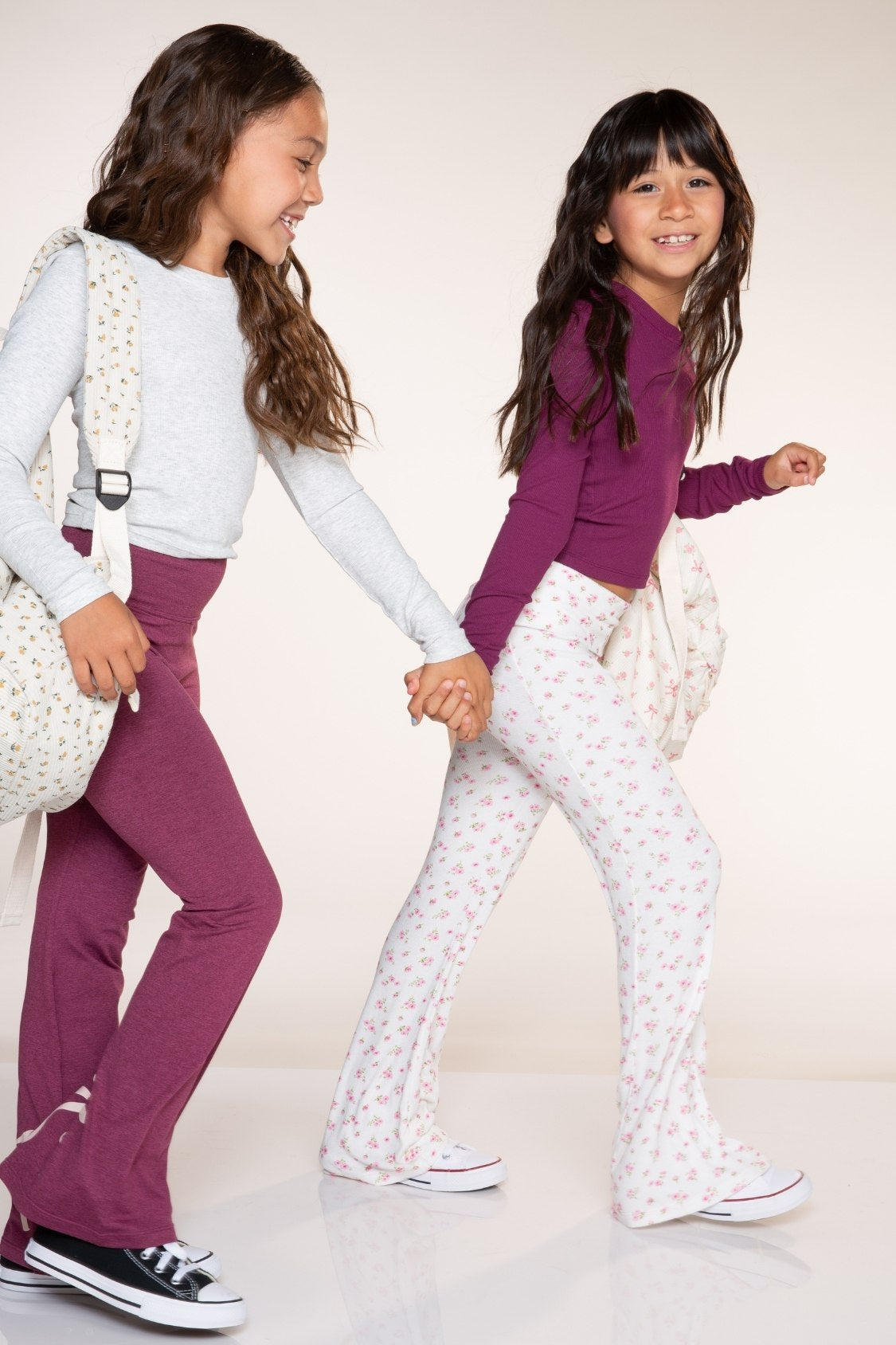 Foldover Rib Flare Legging - Oatmeal Pink Floral - NEW!