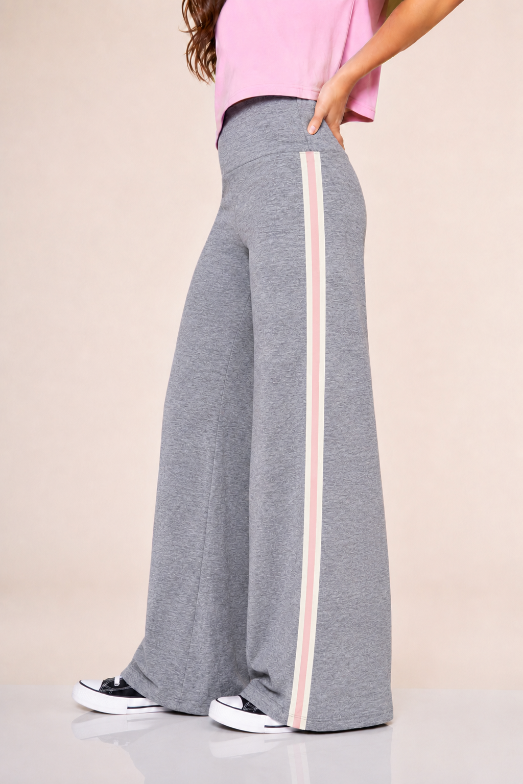 4-Pack Simply Soft Luxe Wide Leg Pant - Black | Navy Blue | Black Wht Stripe | Steel Pink Wht Stripe - NEW!