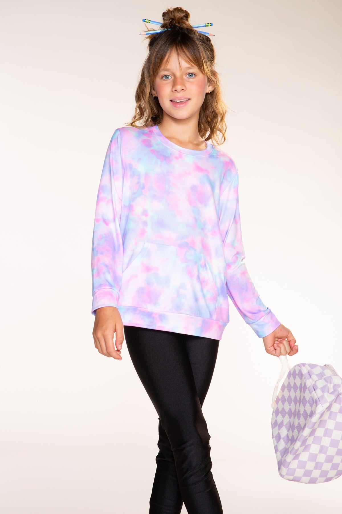 Simply Soft Kanga Pocket Crew Top - Black - NEW!