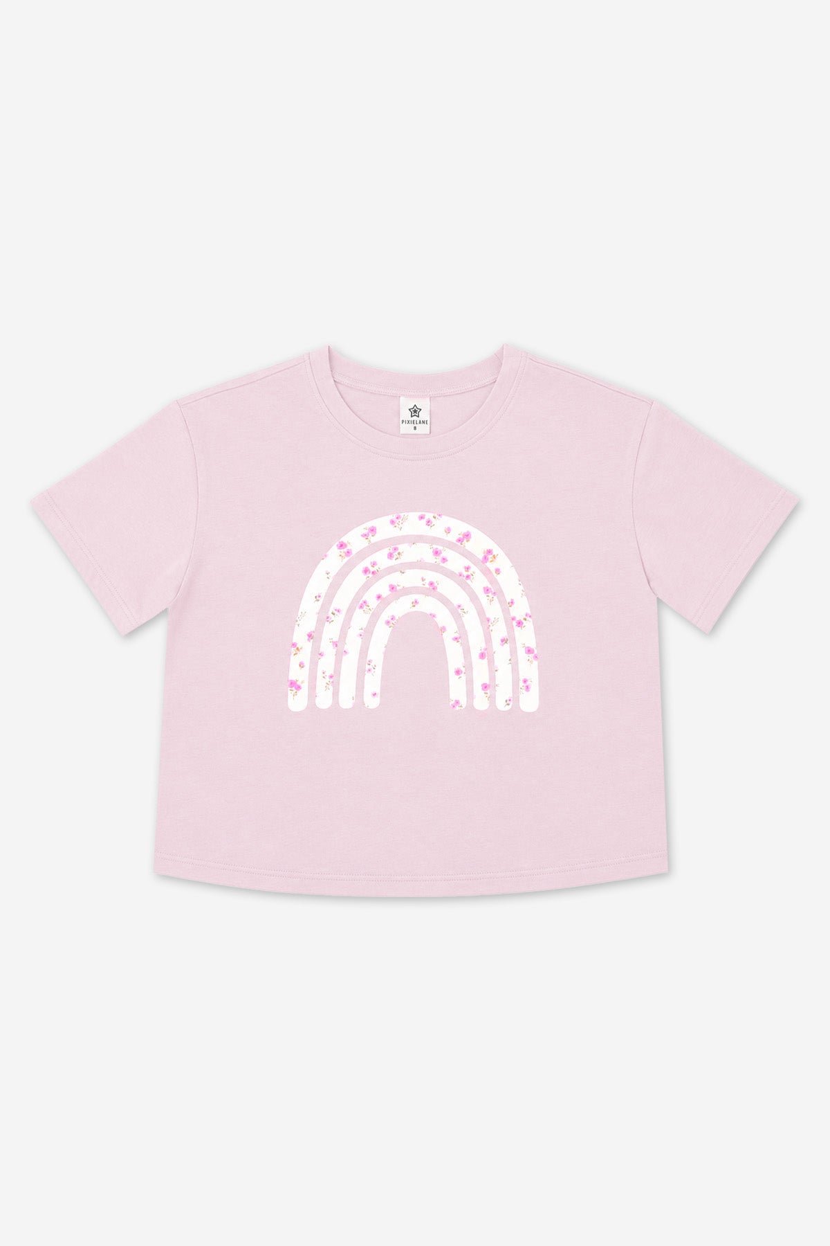 Washed Cotton Drop Shoulder Tee. - Denim Floral Smile