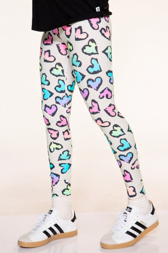 Simply Soft Long Legging in Rainbow Leopard Heart