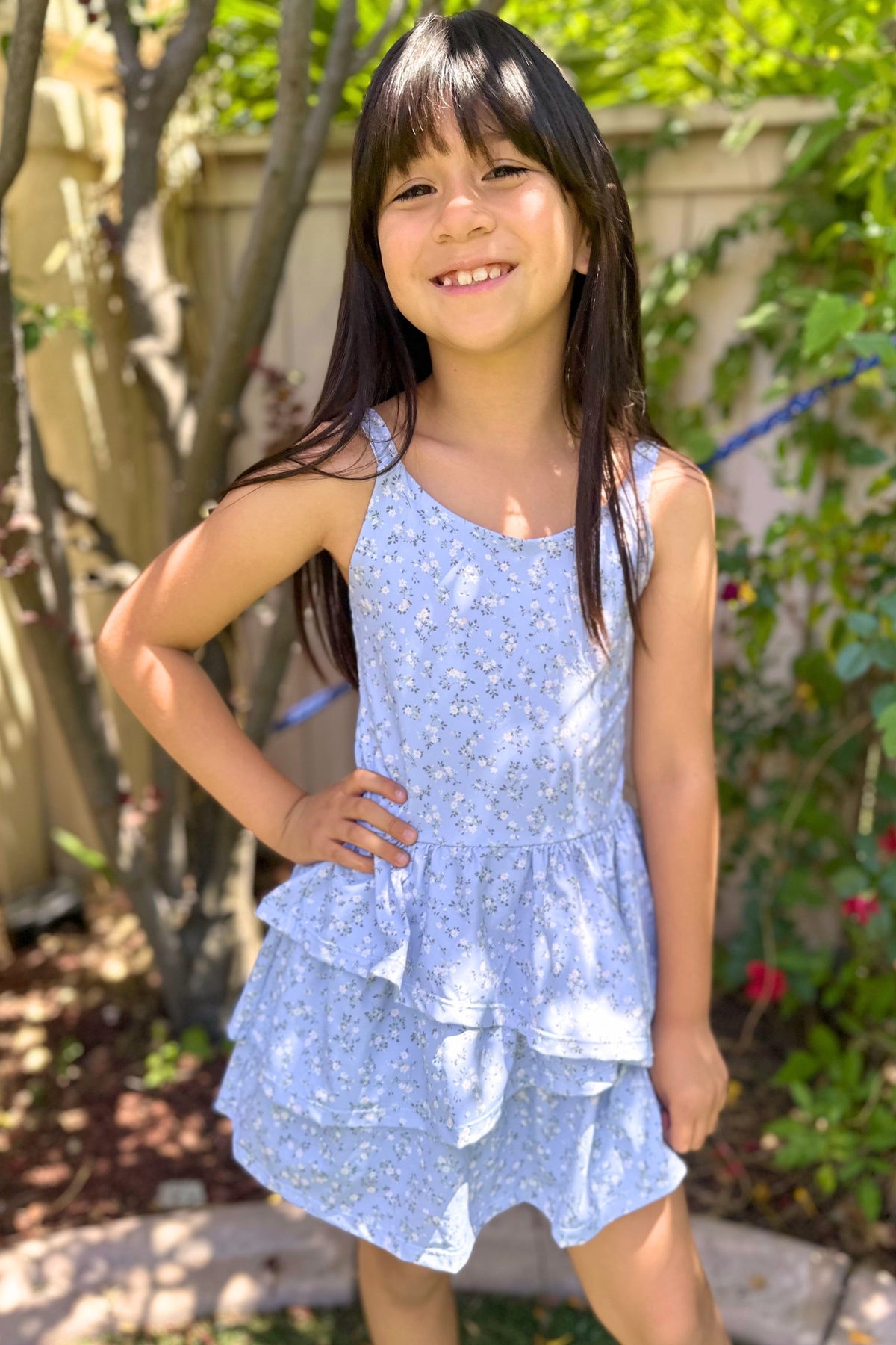 Air Swift Asymmetrical Tank Dress - Ice Blue Floral
