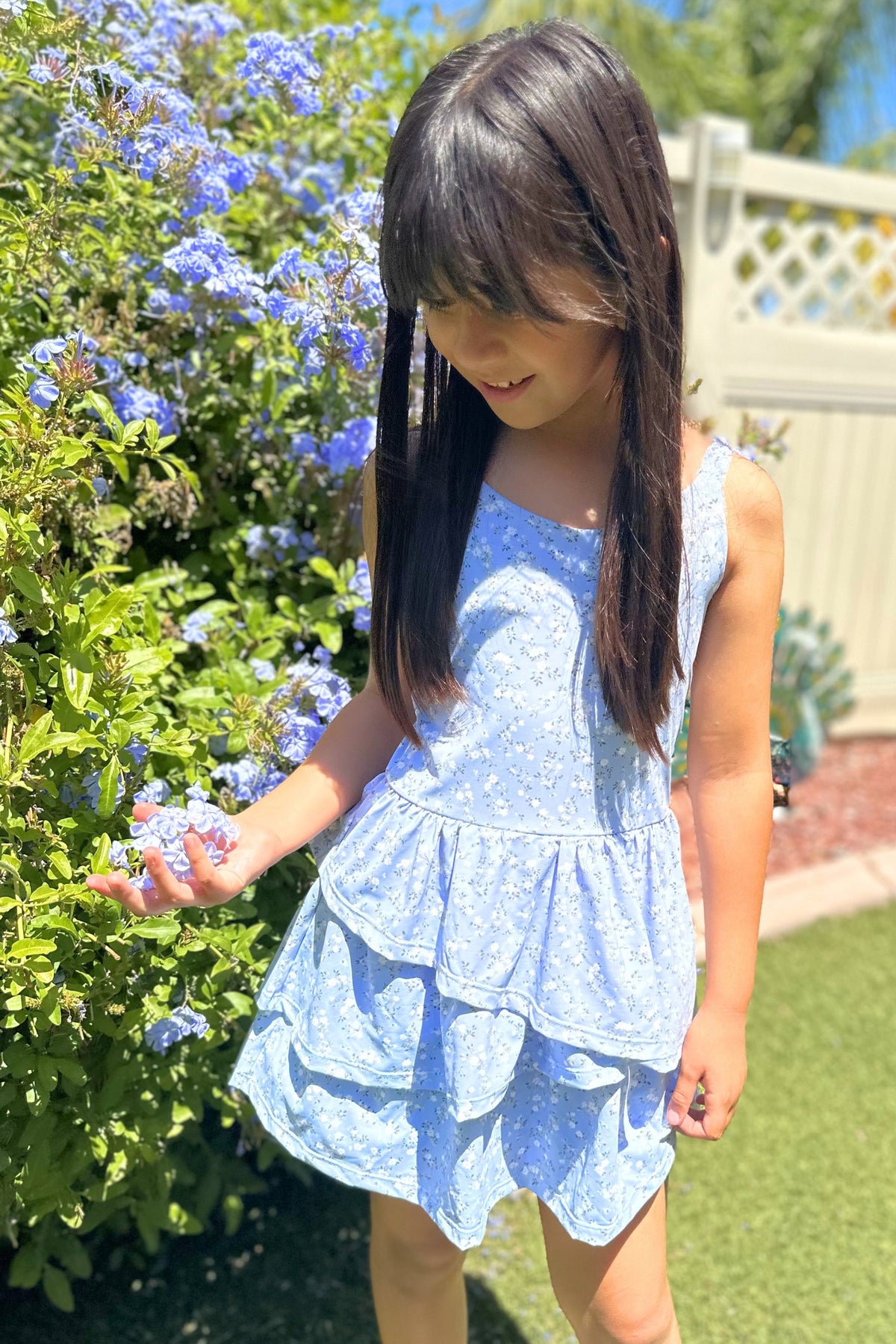 Air Swift Asymmetrical Tank Dress - Ice Blue Floral