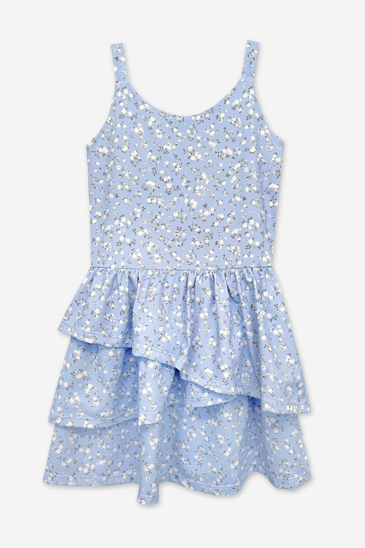 Air Swift Asymmetrical Tank Dress - Ice Blue Floral