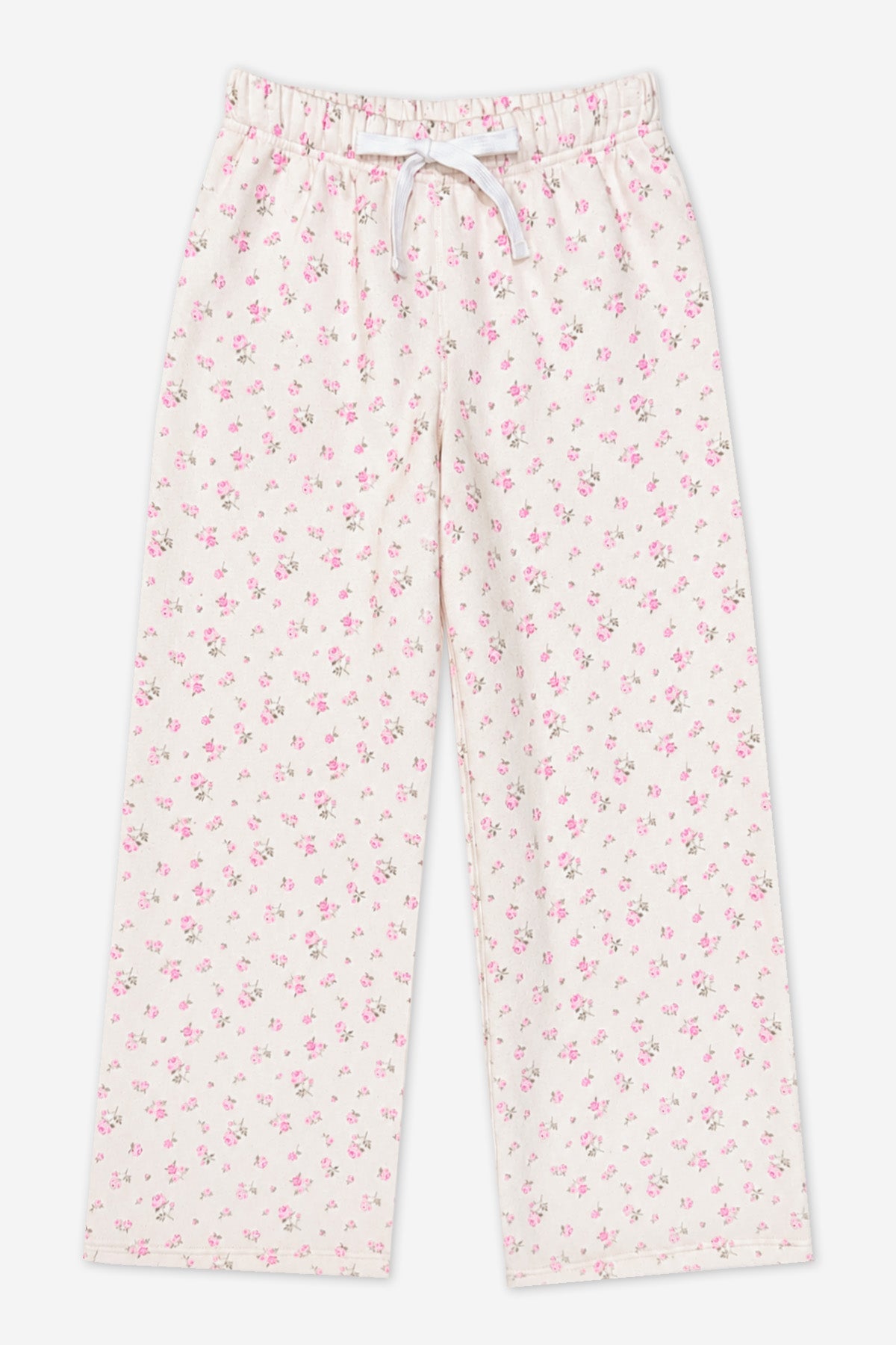Cloud Soft French Terry Wide Leg Pant - Ivory Ditsy Pink Floral - NEW!